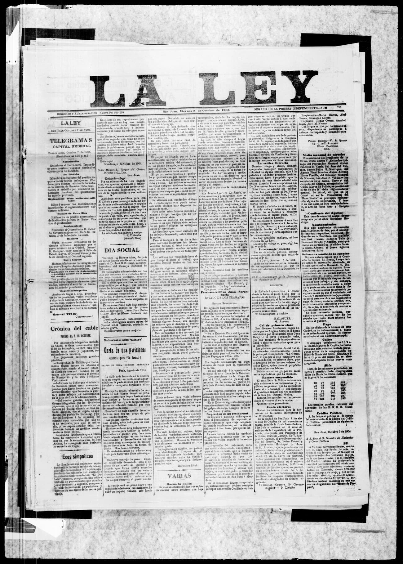 Portada · 7 de Octubre de 1904