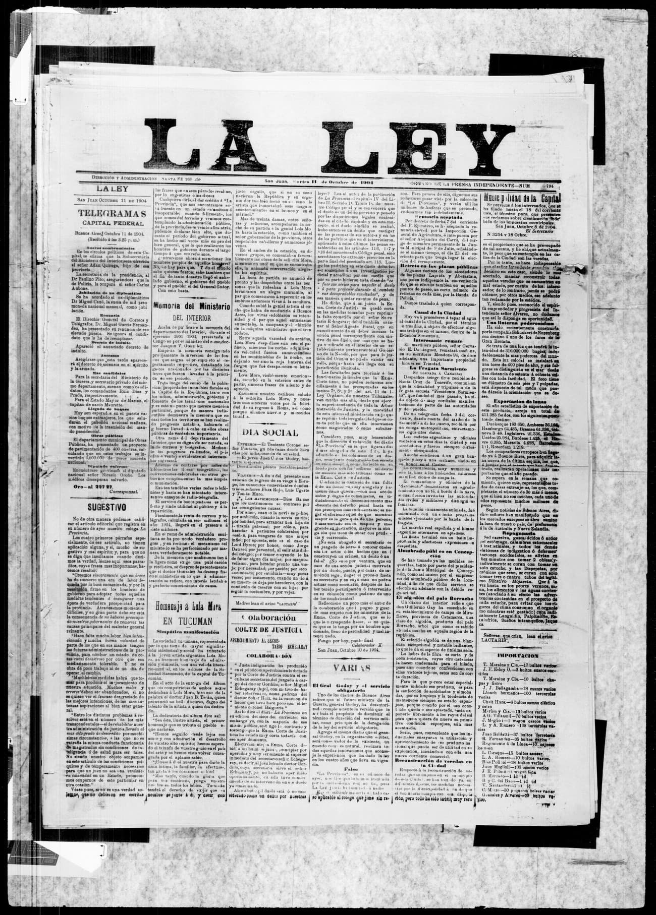 Portada · 11 de Octubre de 1904