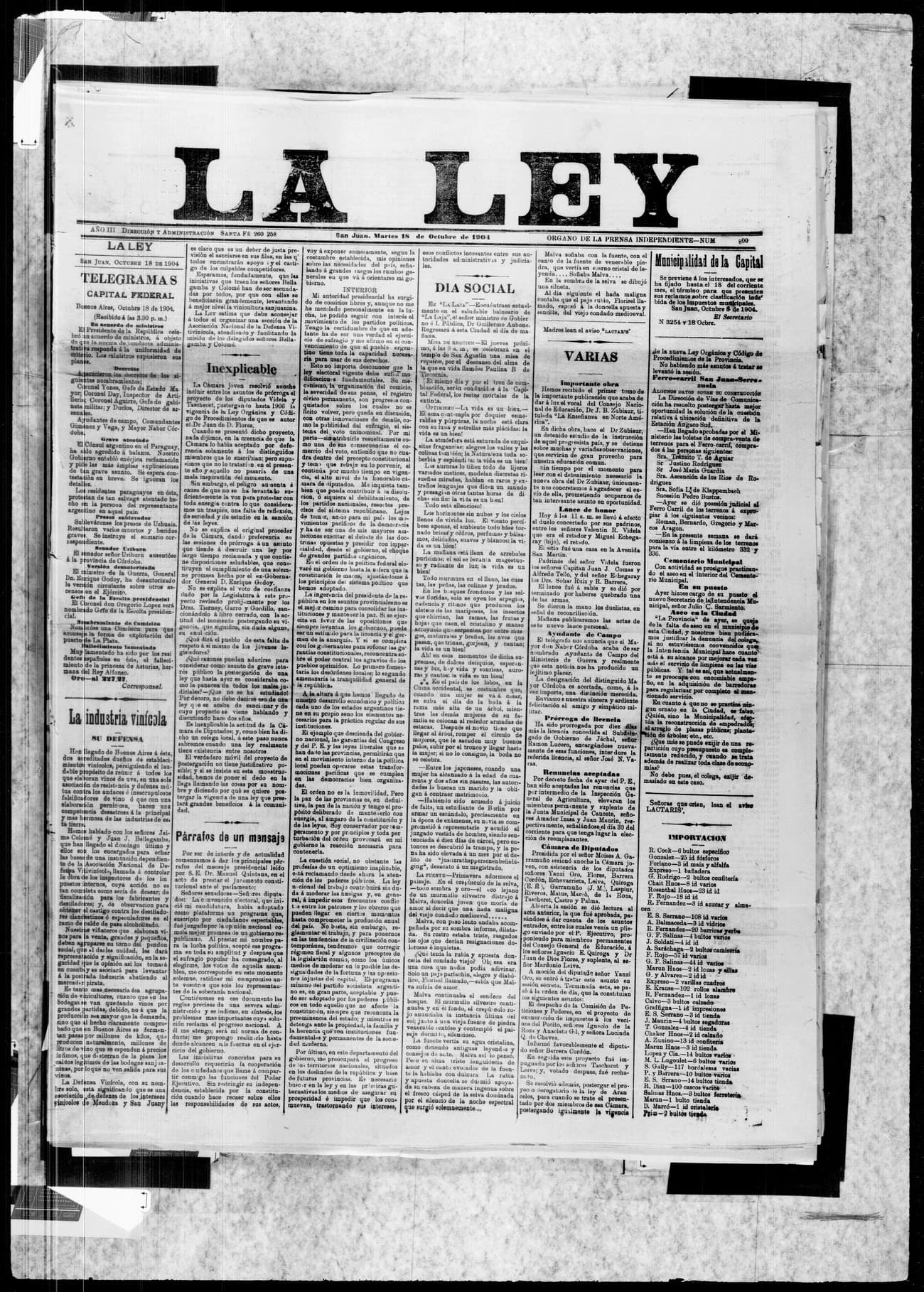 Portada · 18 de Octubre de 1904