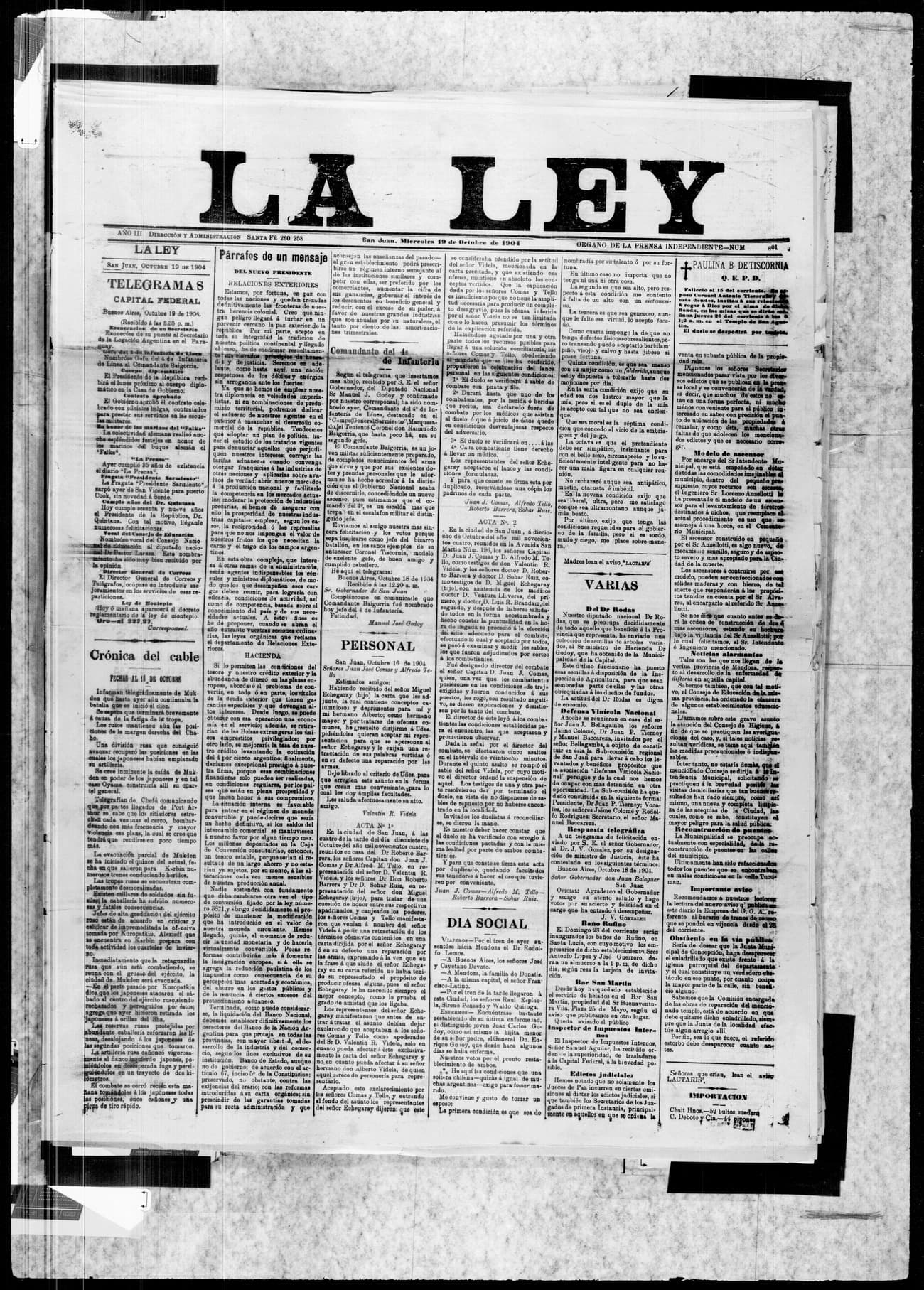 Portada · 19 de Octubre de 1904