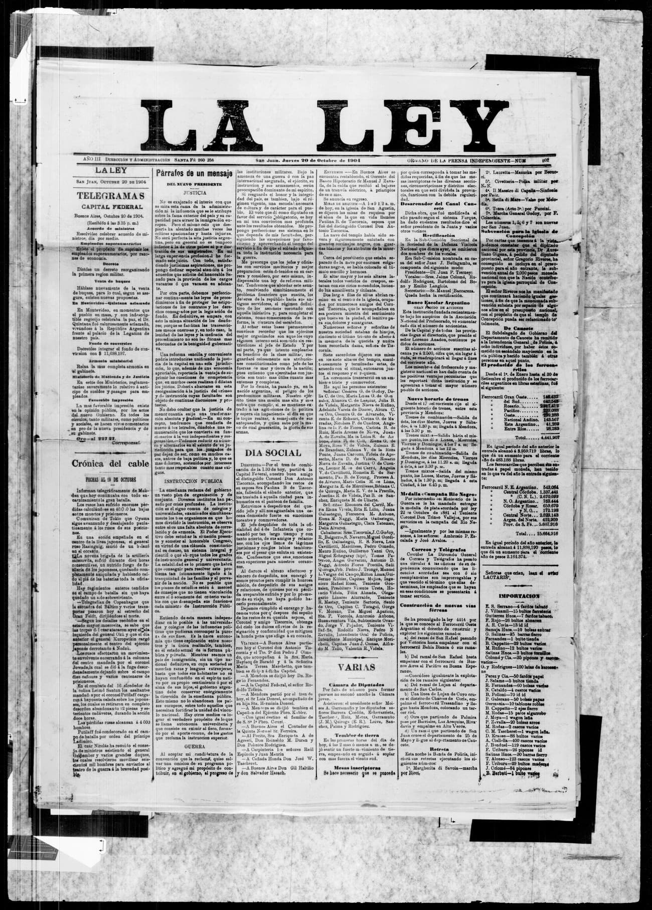 Portada · 20 de Octubre de 1904
