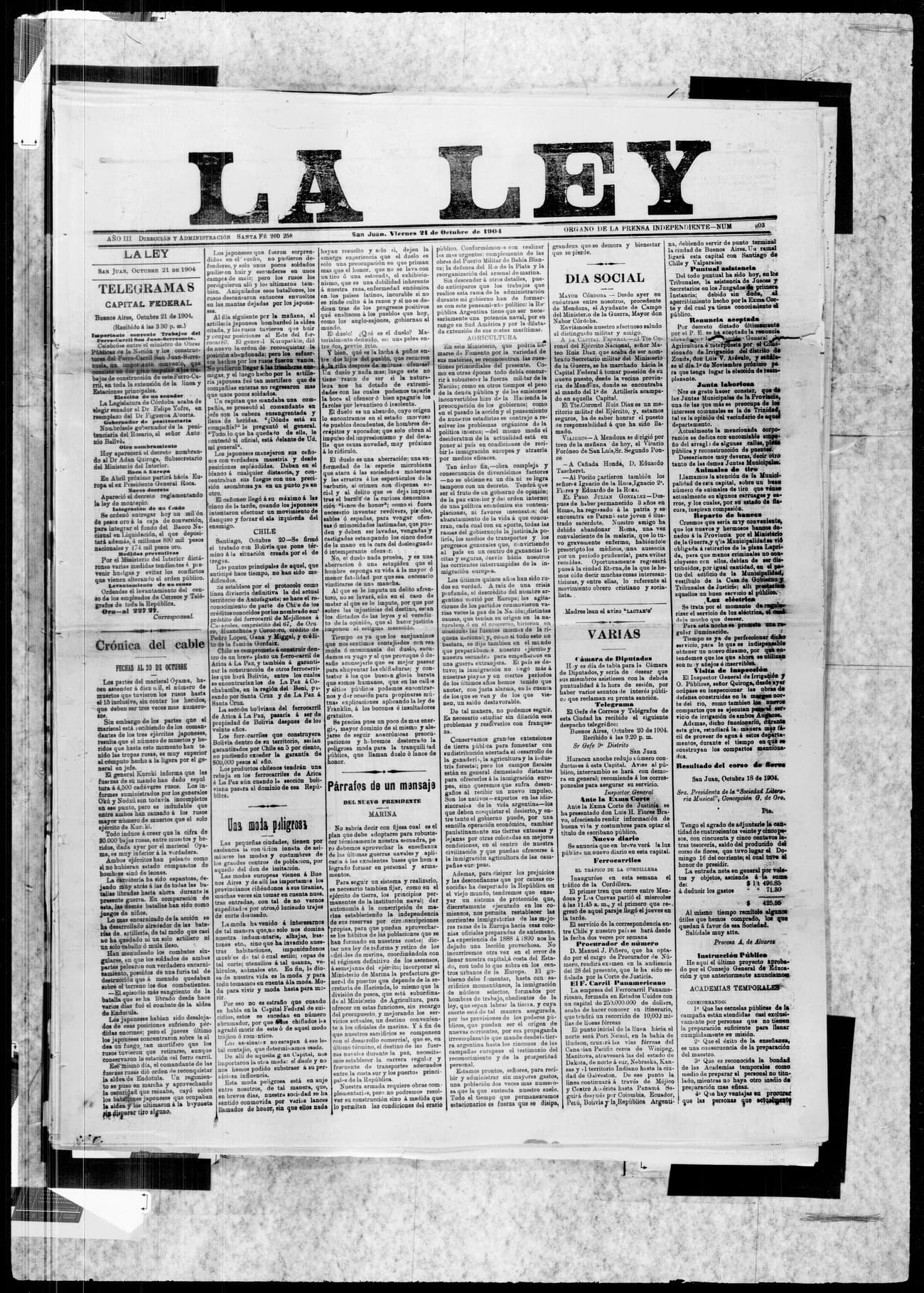 Portada · 21 de Octubre de 1904
