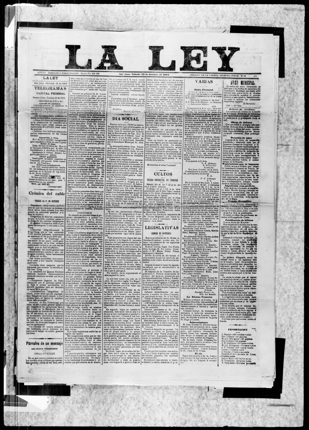 Portada · 22 de Octubre de 1904
