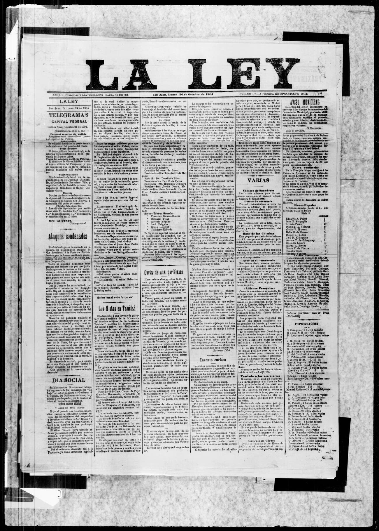 Portada · 24 de Octubre de 1904