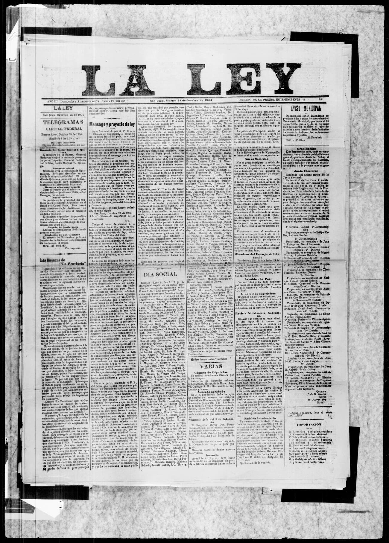 Portada · 23 de Octubre de 1904