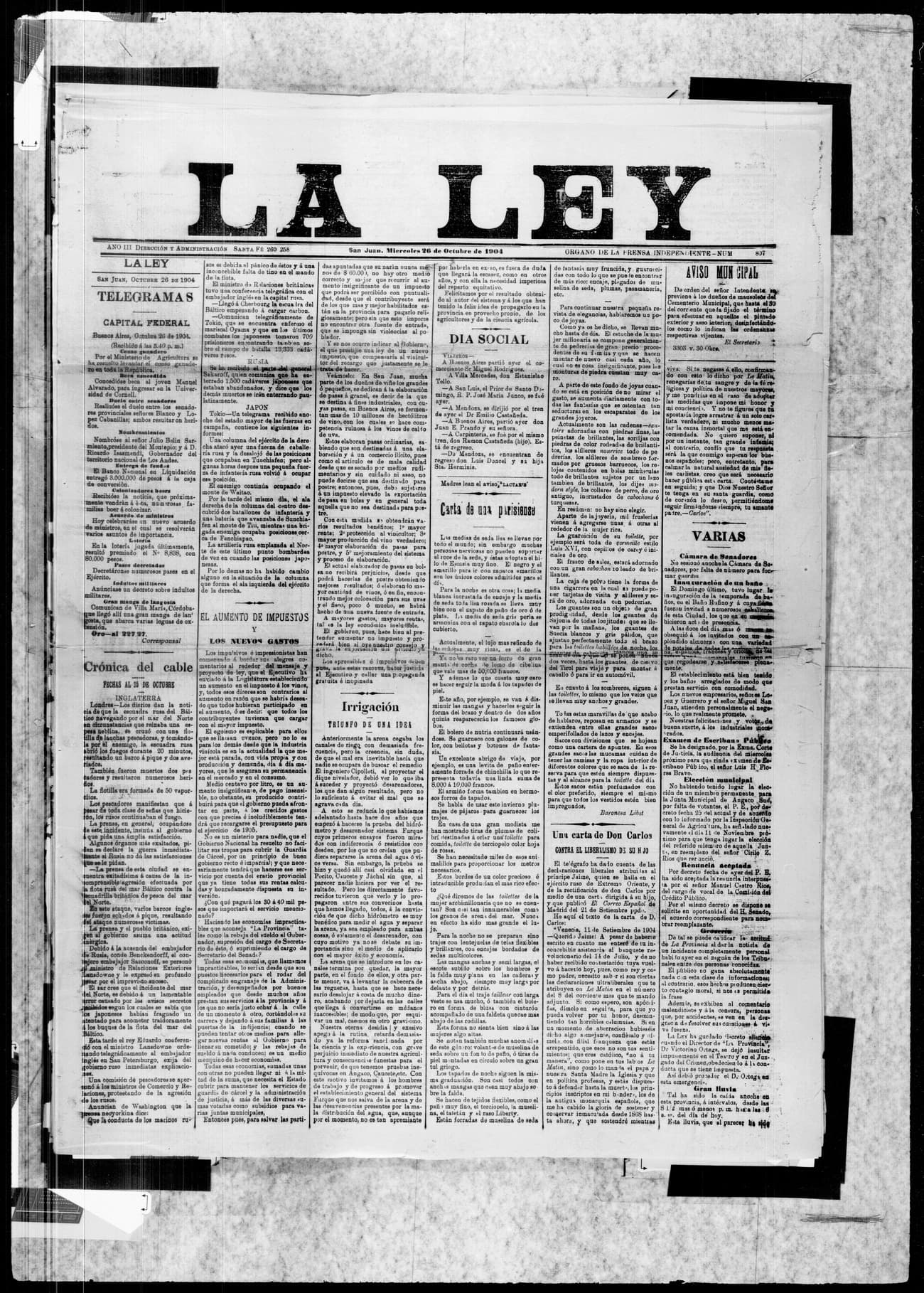 Portada · 26 de Octubre de 1904