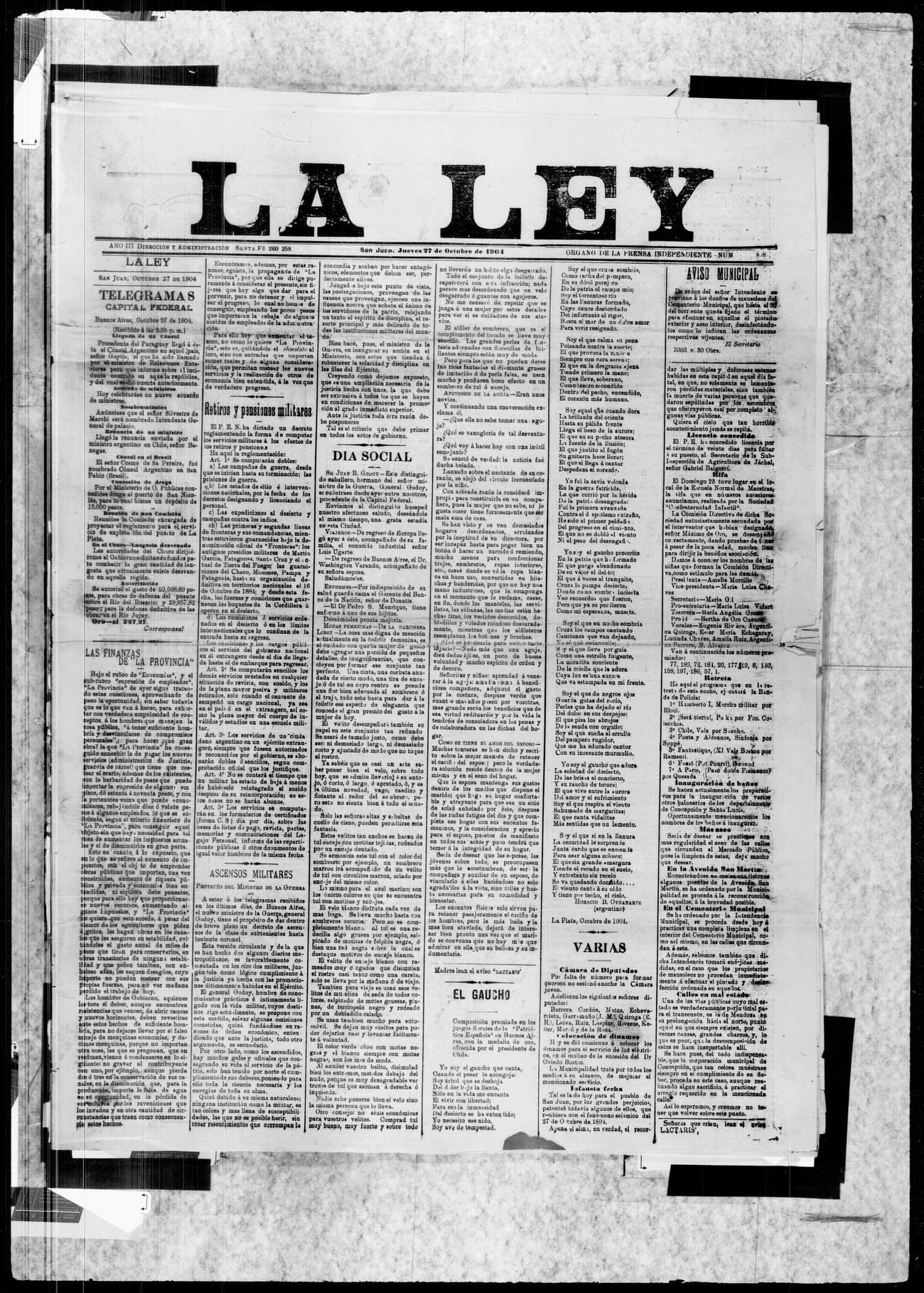 Portada · 27 de Octubre de 1904