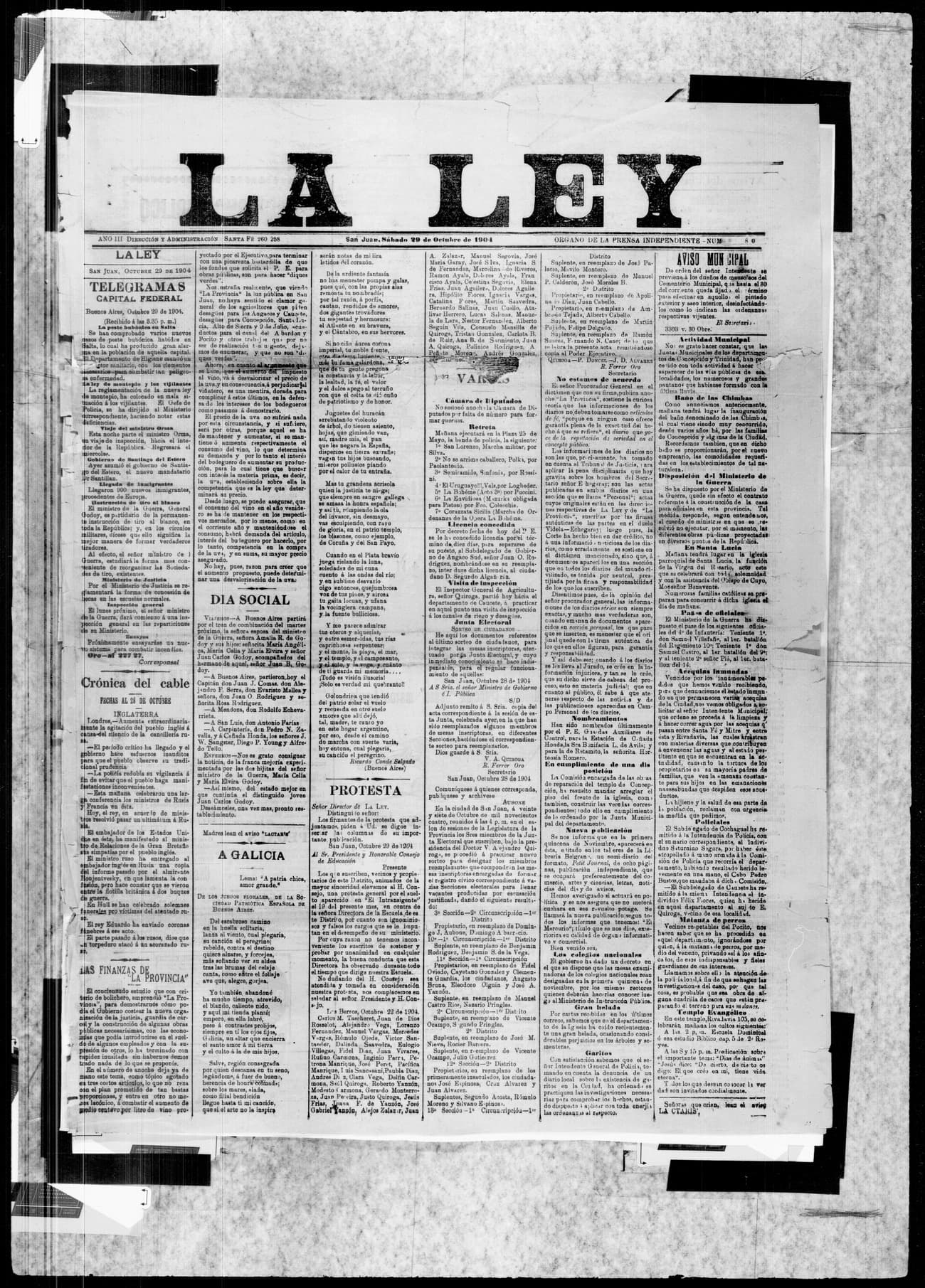 Portada · 29 de Octubre de 1904