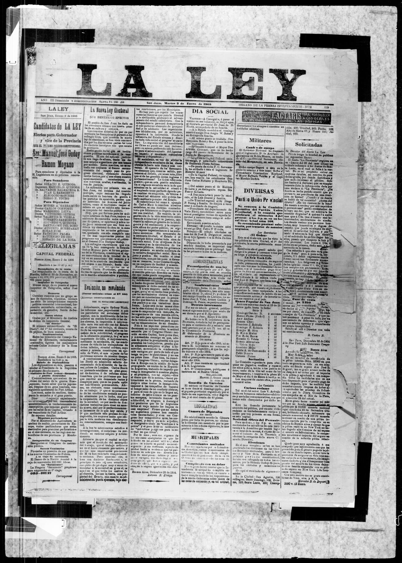 Portada · 3 de Enero de 1905