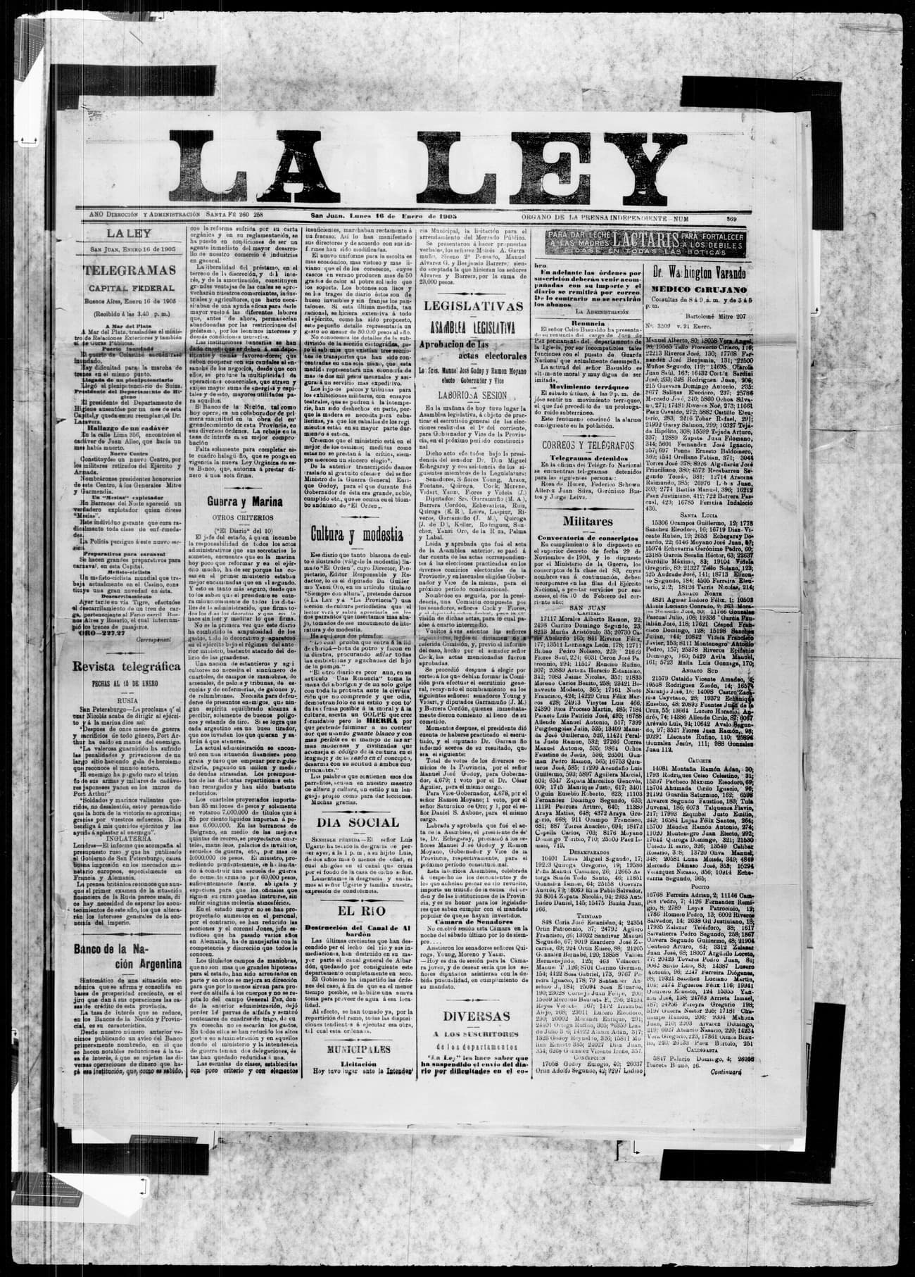 Portada · 16 de Enero de 1905