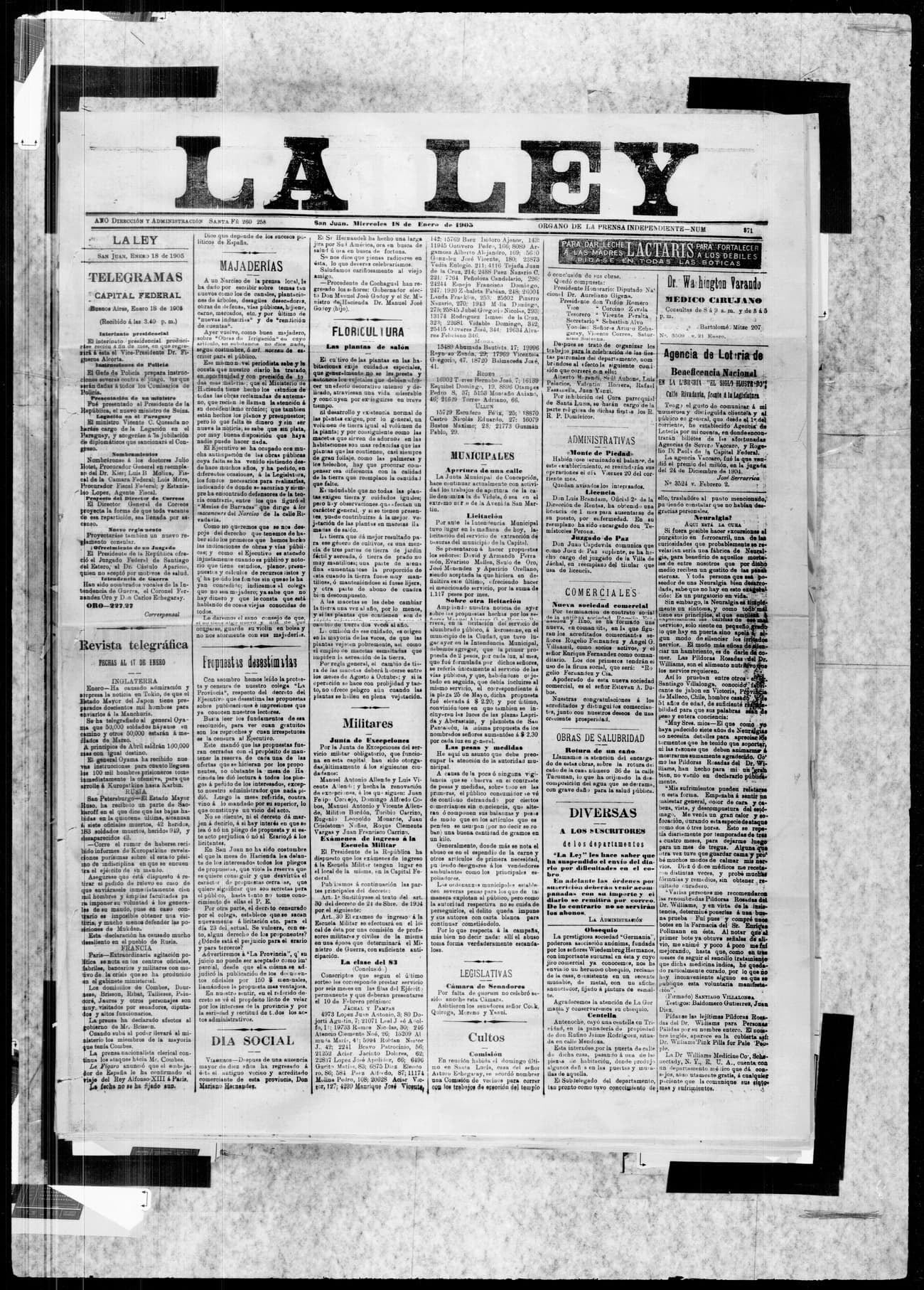 Portada · 18 de Enero de 1905