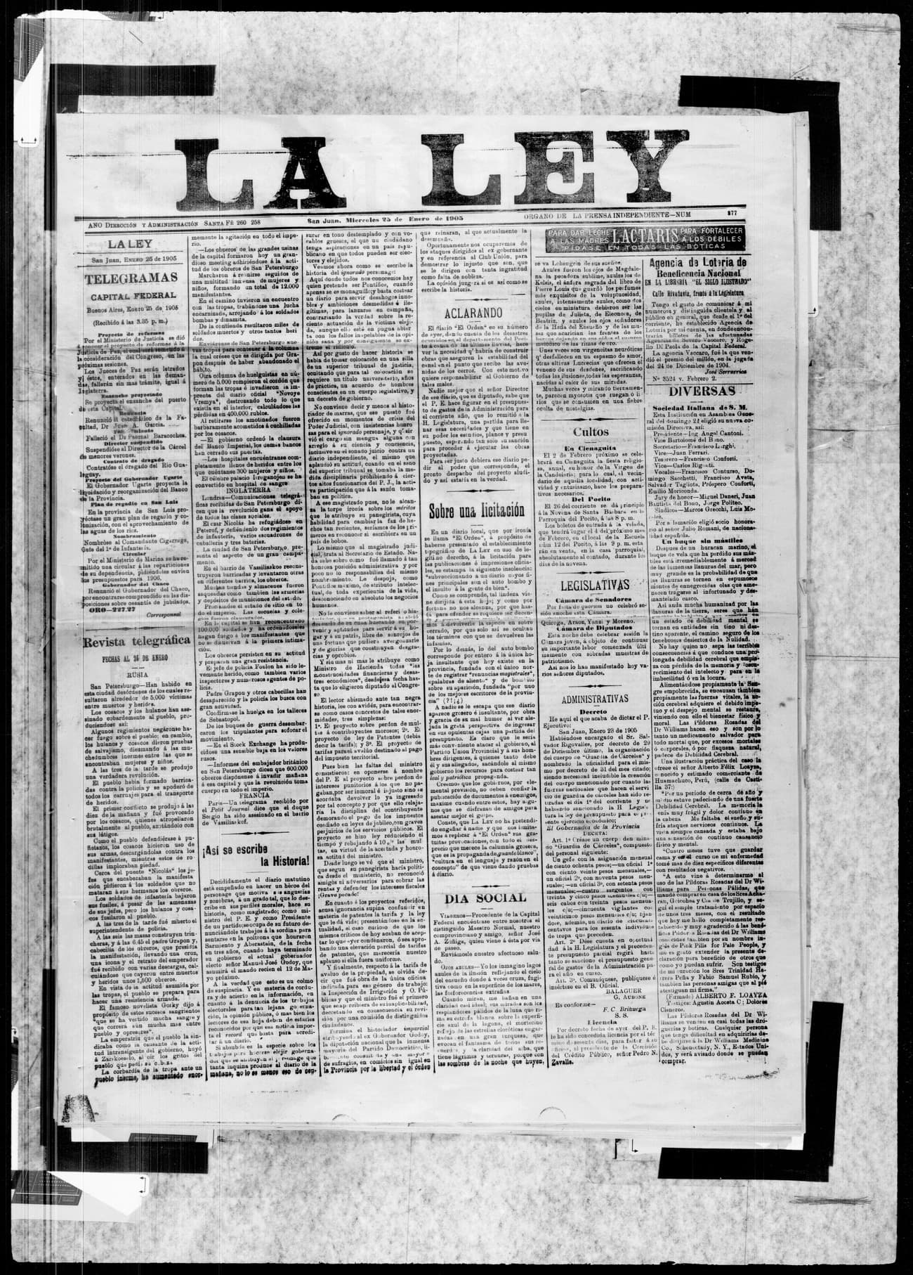 Portada · 25 de Enero de 1905