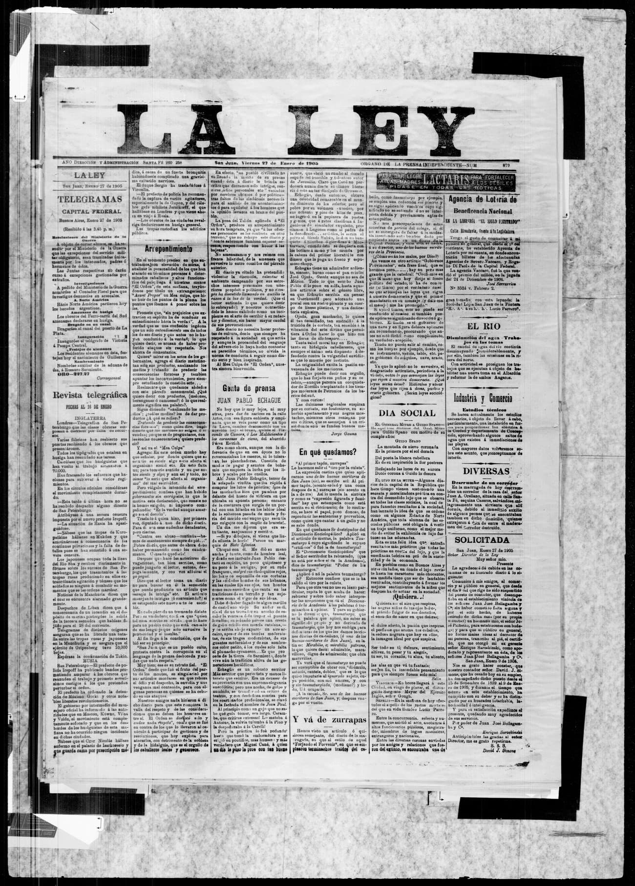 Portada · 27 de Enero de 1905