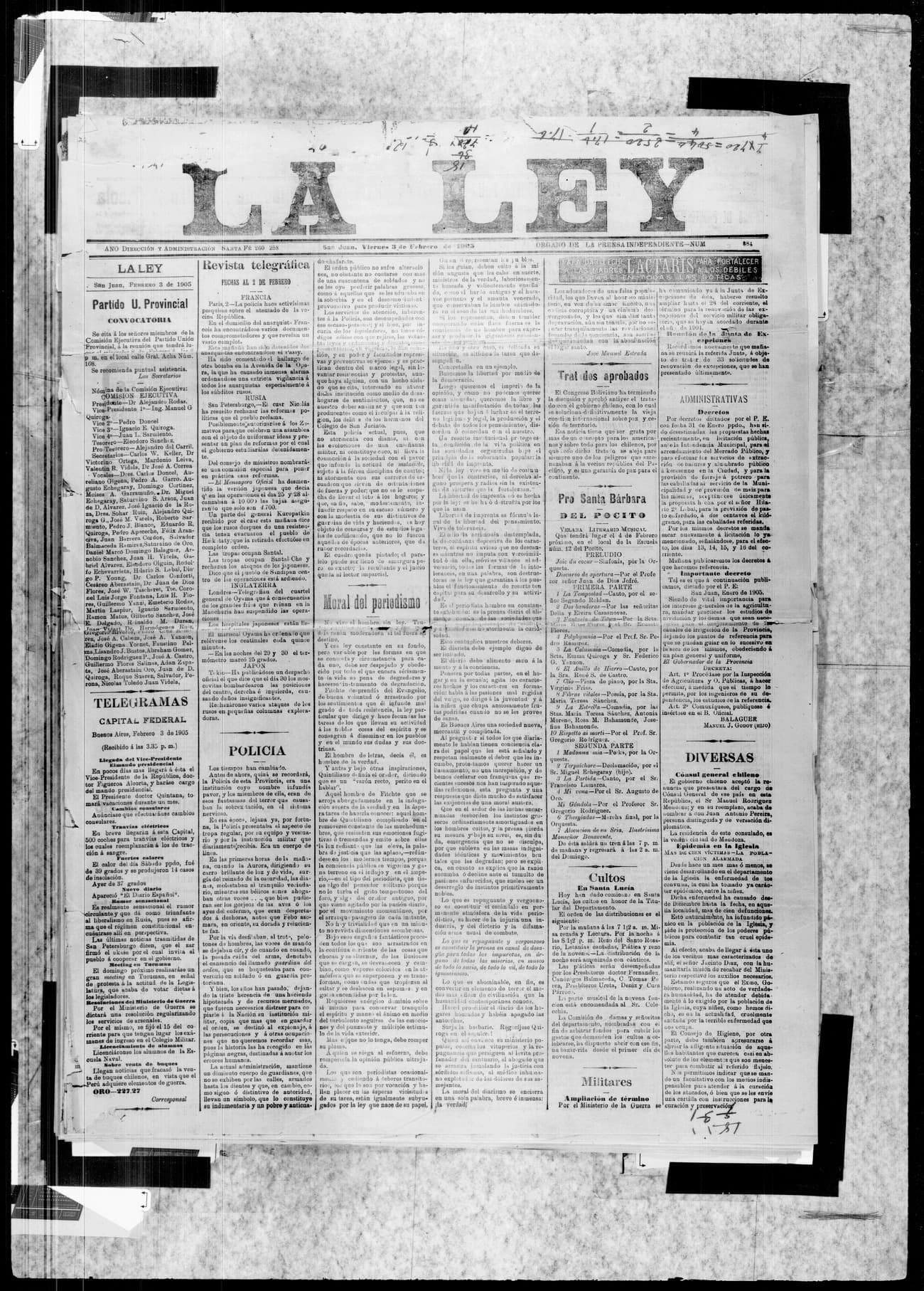 Portada · 3 de Febrero de 1905