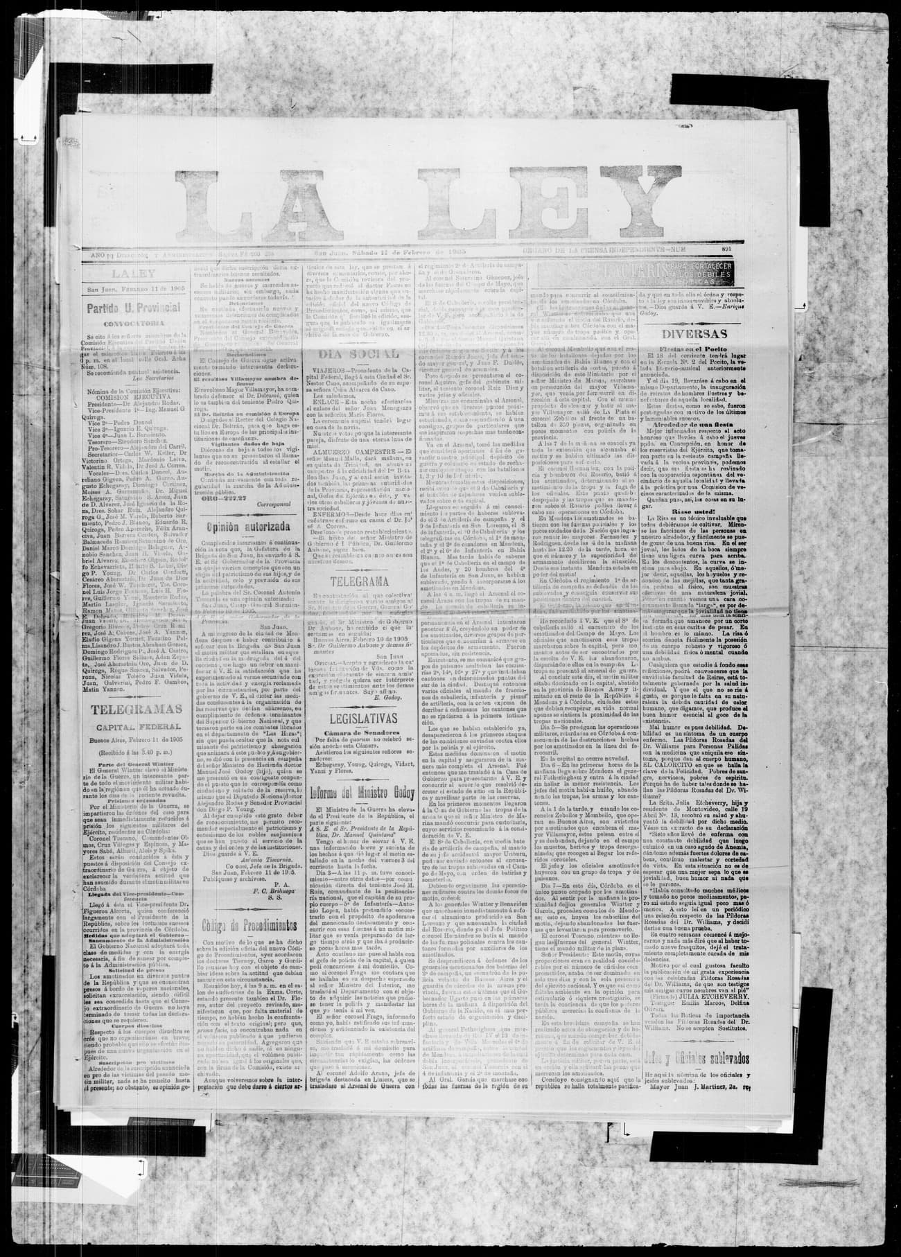Portada · 11 de Febrero de 1905