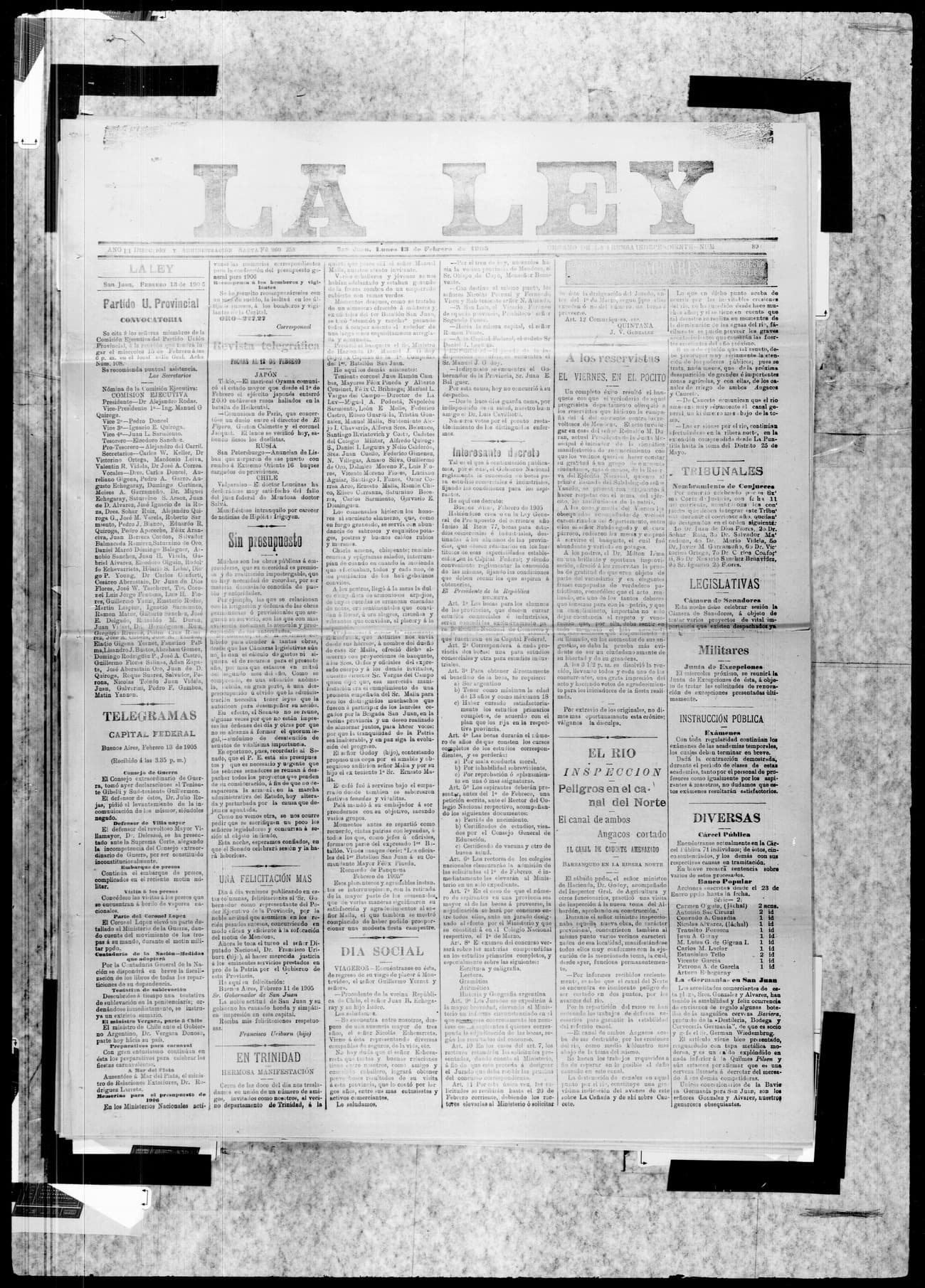 Portada · 13 de Febrero de 1905
