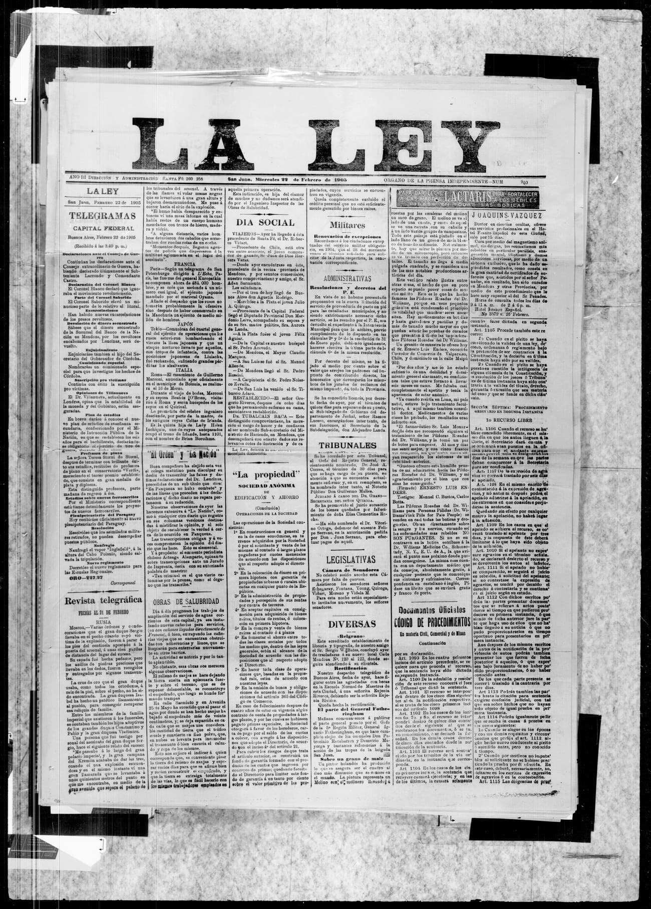 Portada · 22 de Febrero de 1903