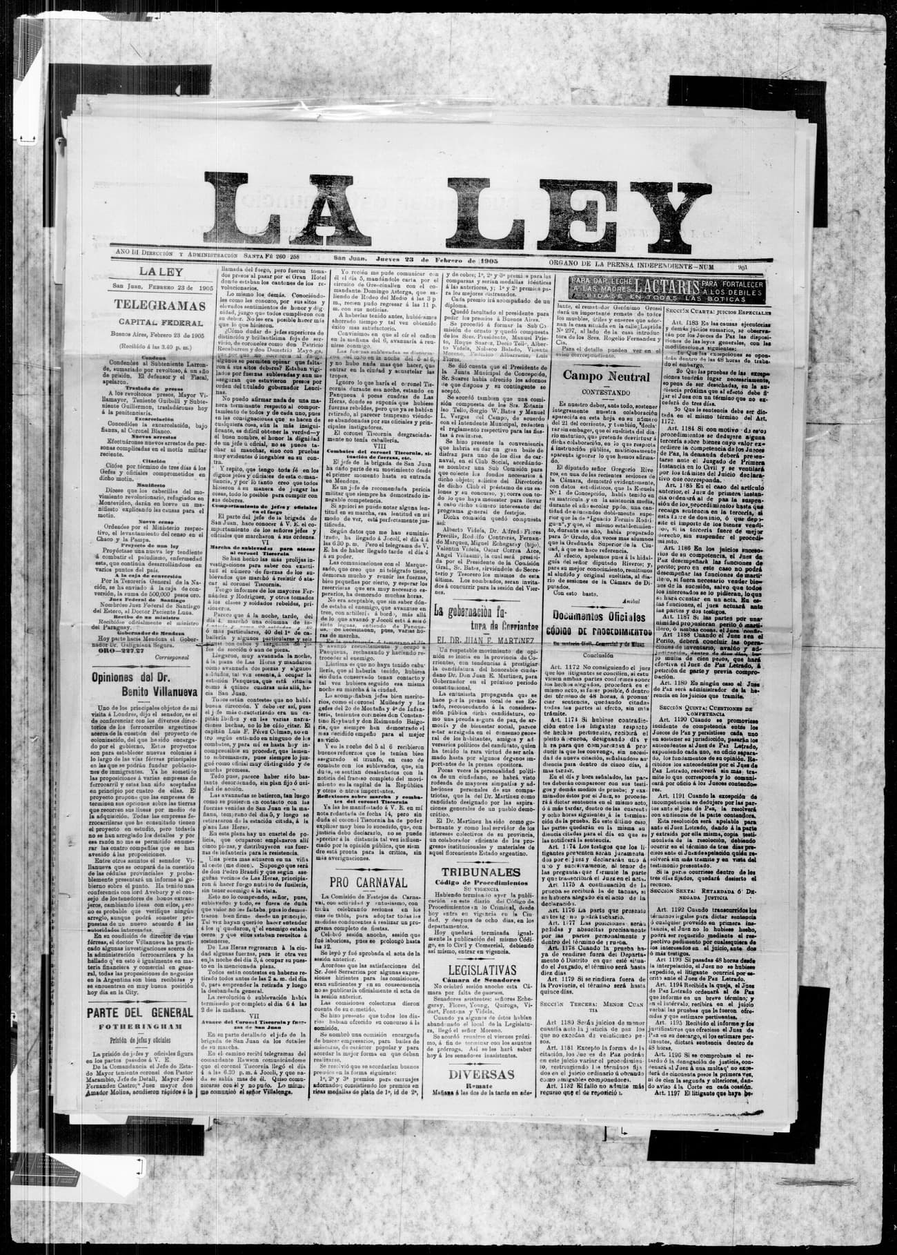 Portada · 23 de Febrero de 1905
