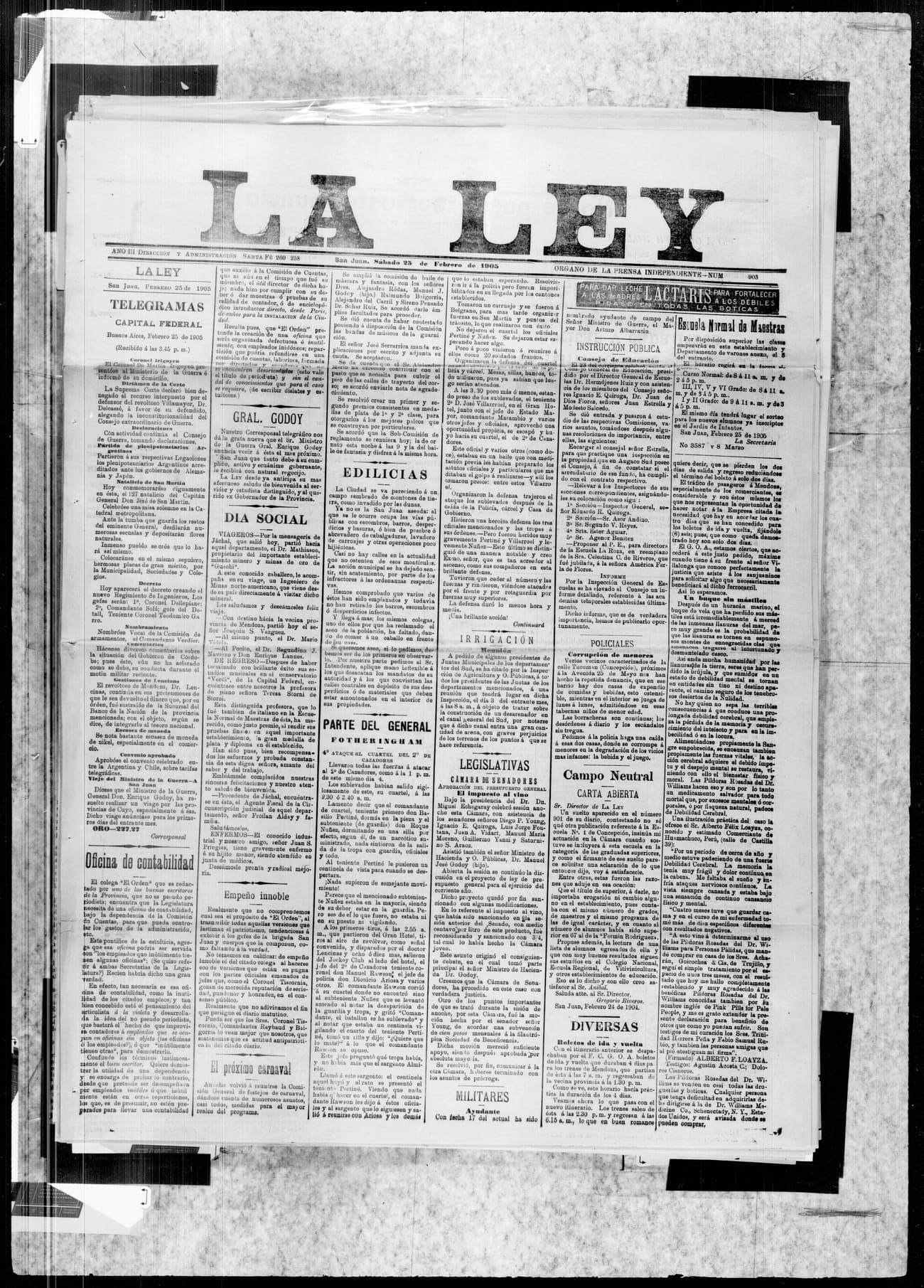 Portada · 25 de Febrero de 1905