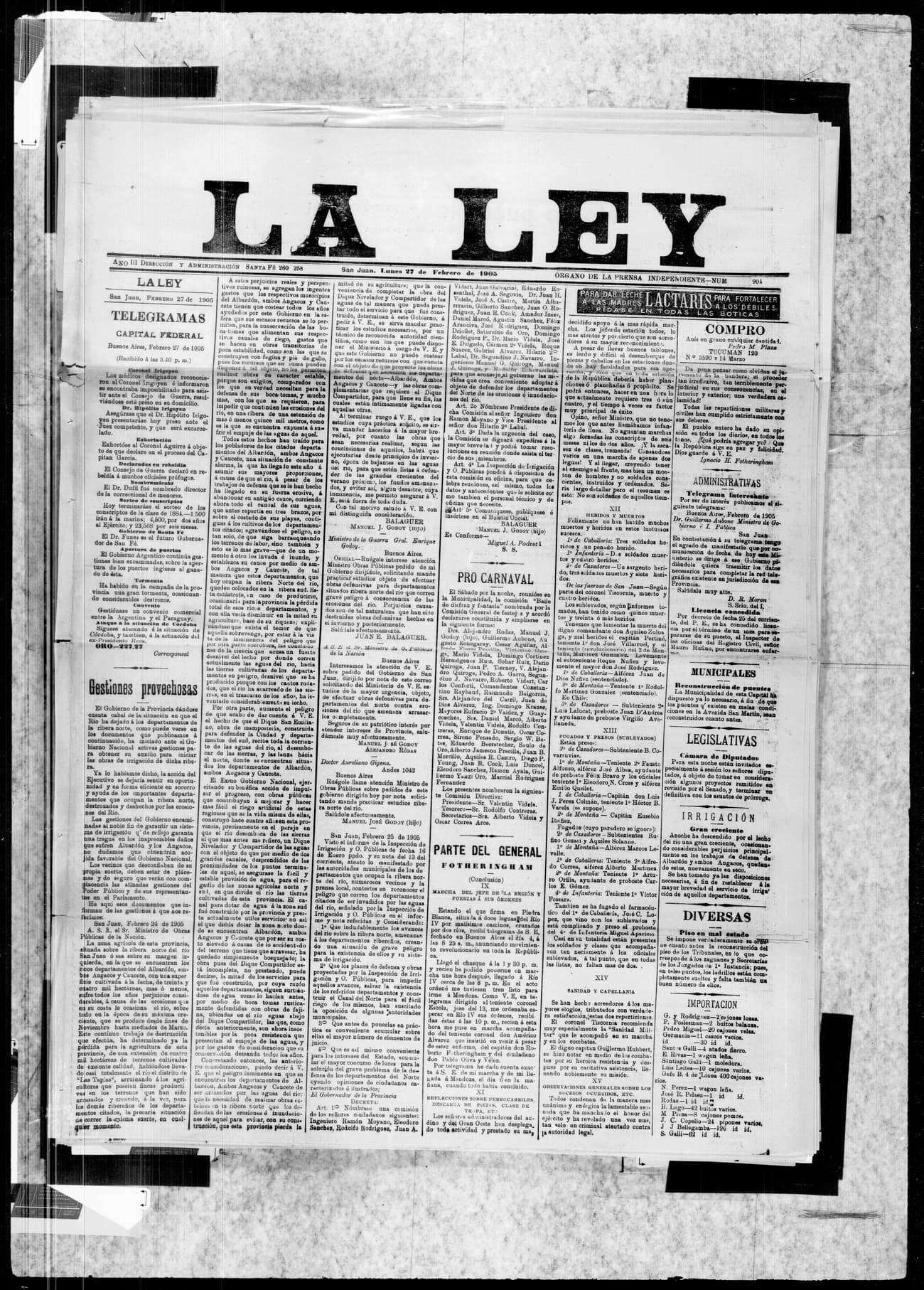 Portada · 27 de Febrero de 1905