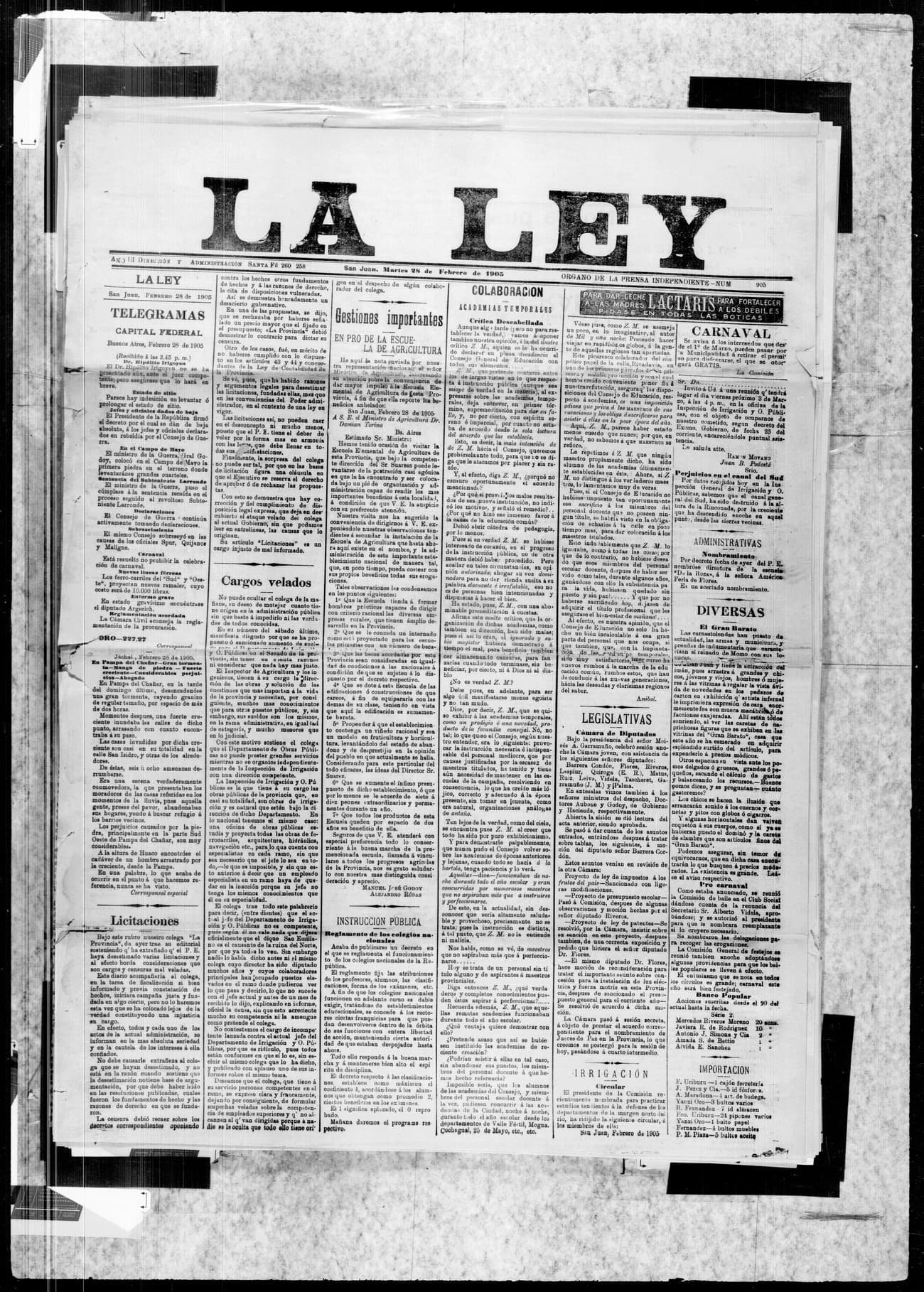 Portada · 28 de Febrero de 1905
