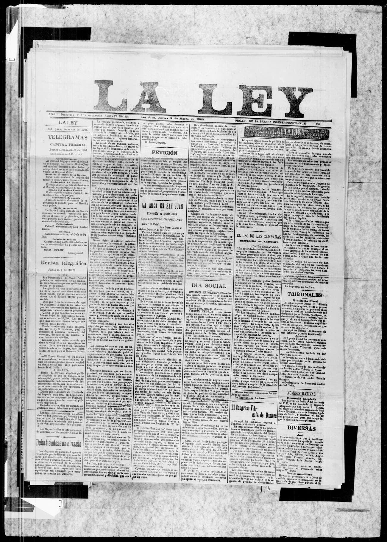Portada · 9 de Marzo de 1905