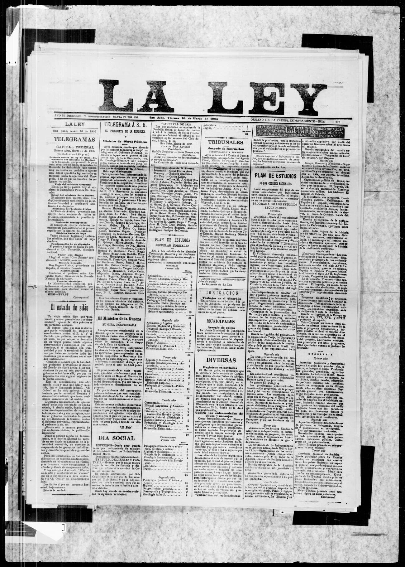 Portada · 10 de Marzo de 1905