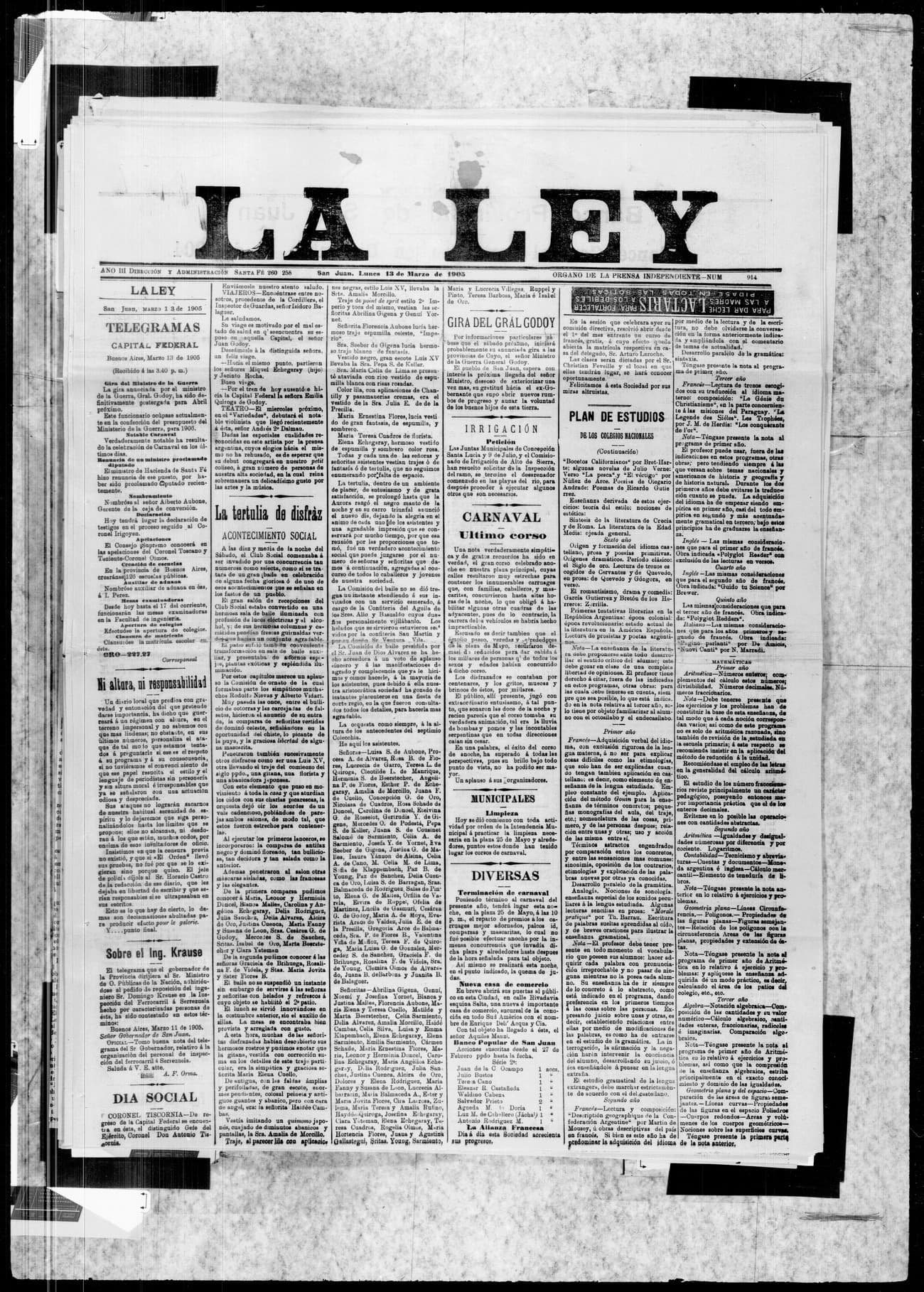 Portada · 13 de Marzo de 1903