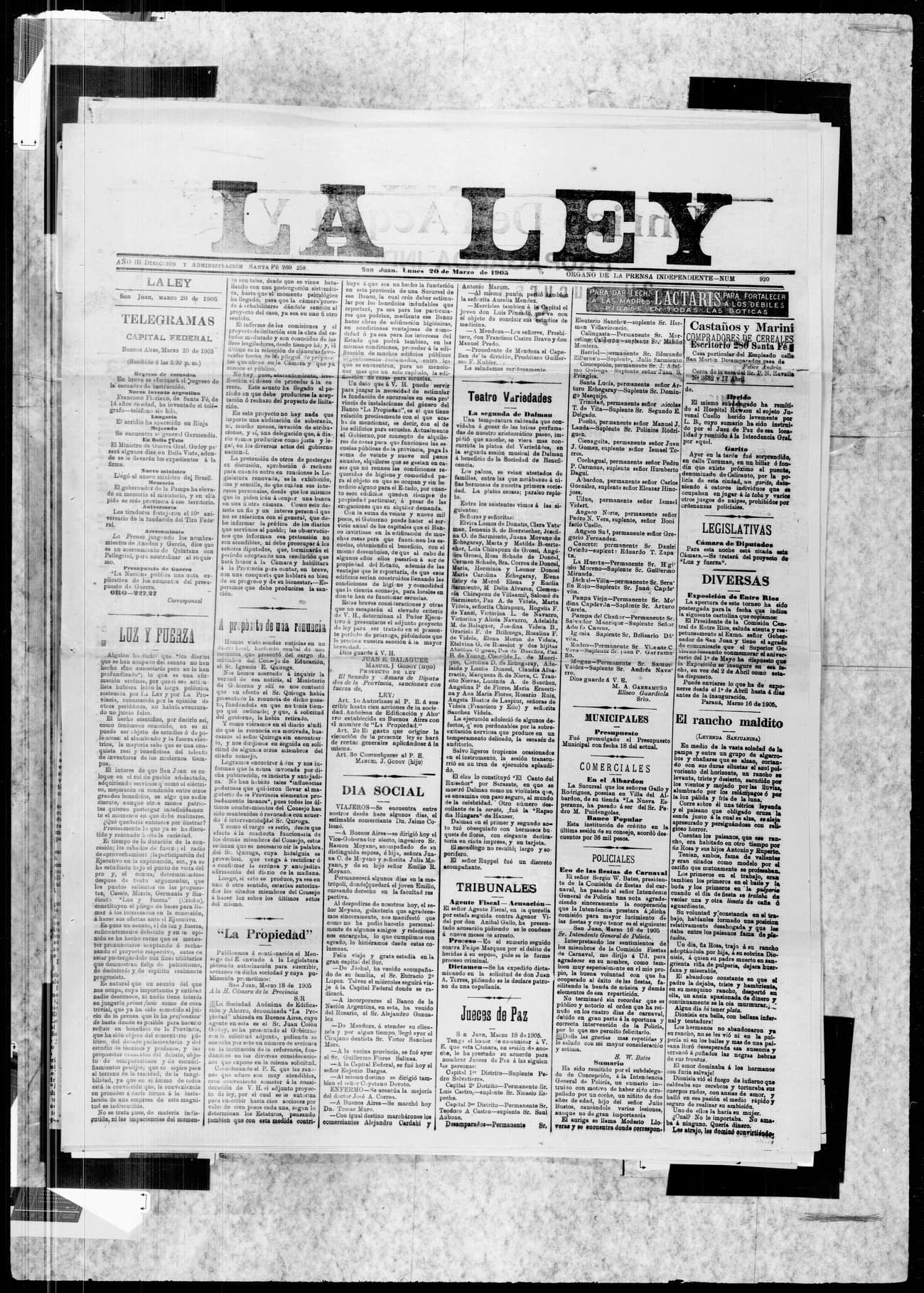 Portada · 20 de Marzo de 1903