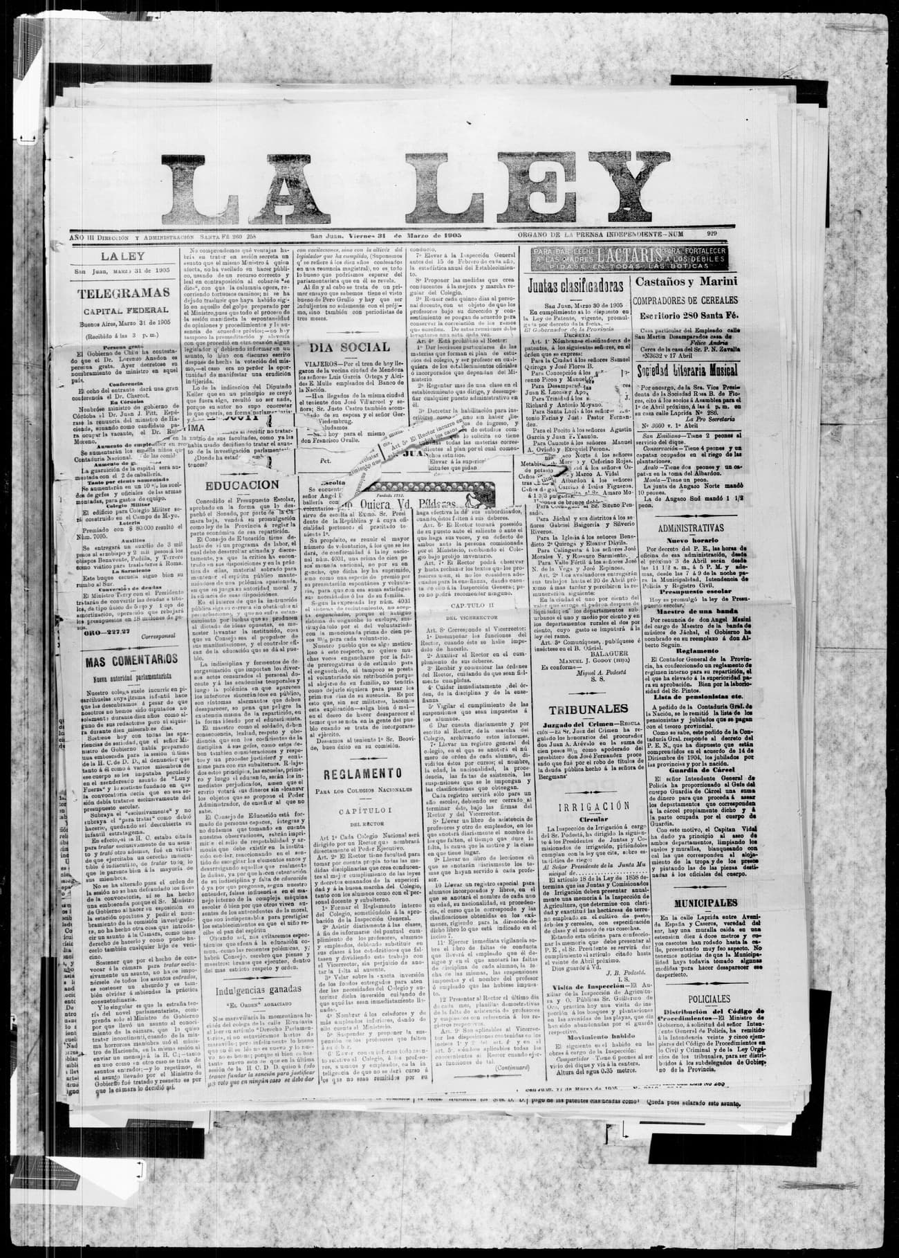 Portada · 31 de Marzo de 1903