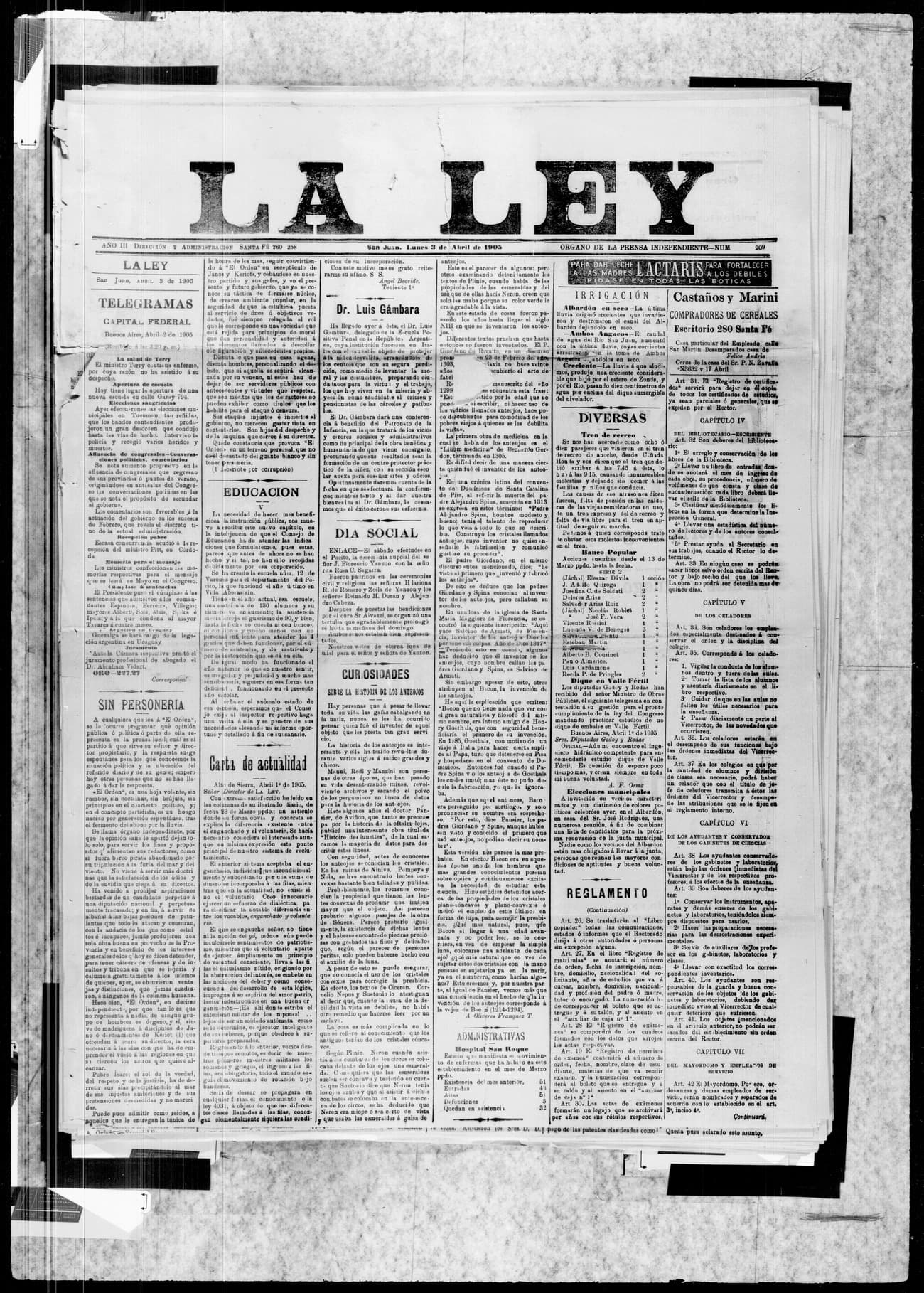 Portada · 3 de Abril de 1905