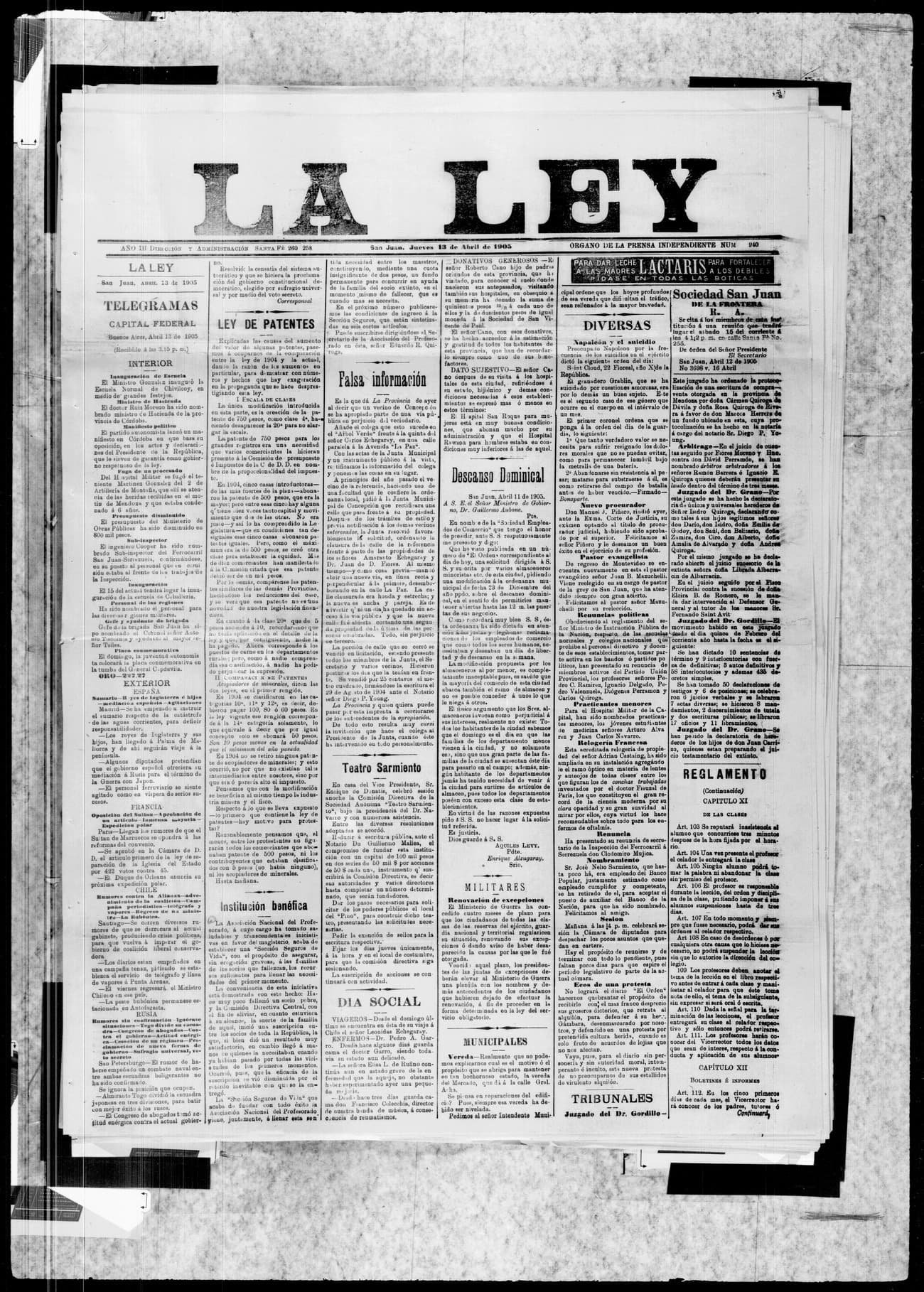 Portada · 13 de Abril de 1905