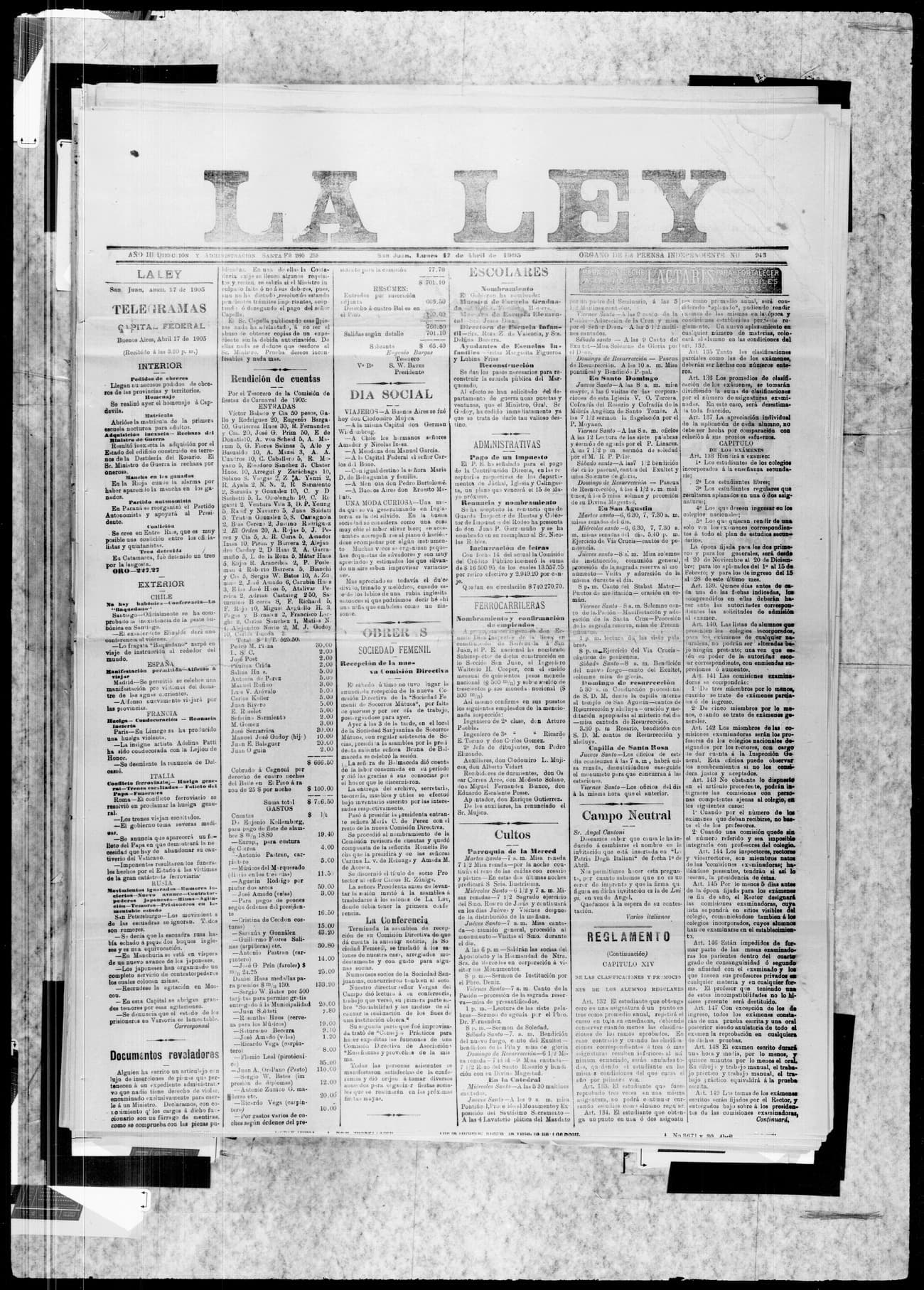 Portada · 17 de Abril de 1905