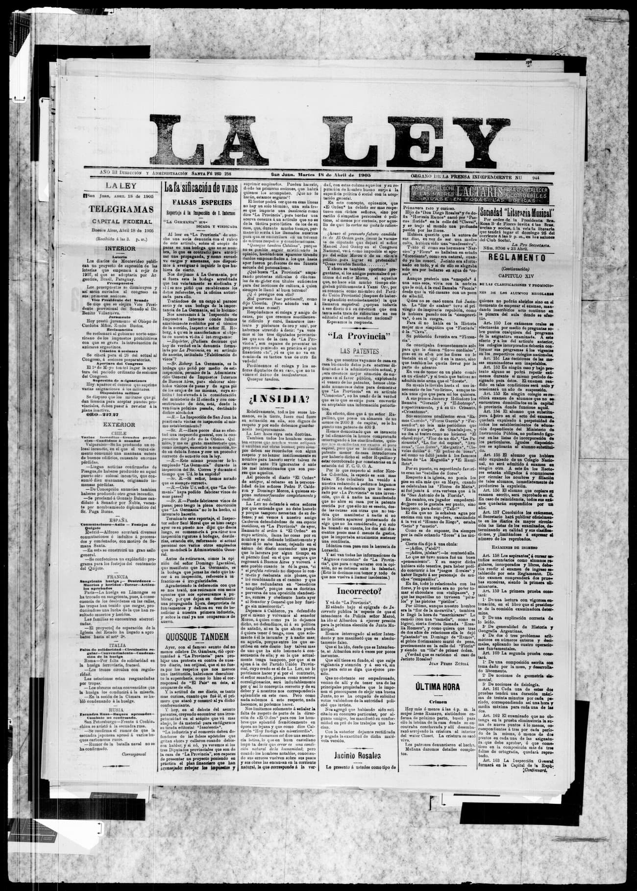 Portada · 18 de Abril de 1905