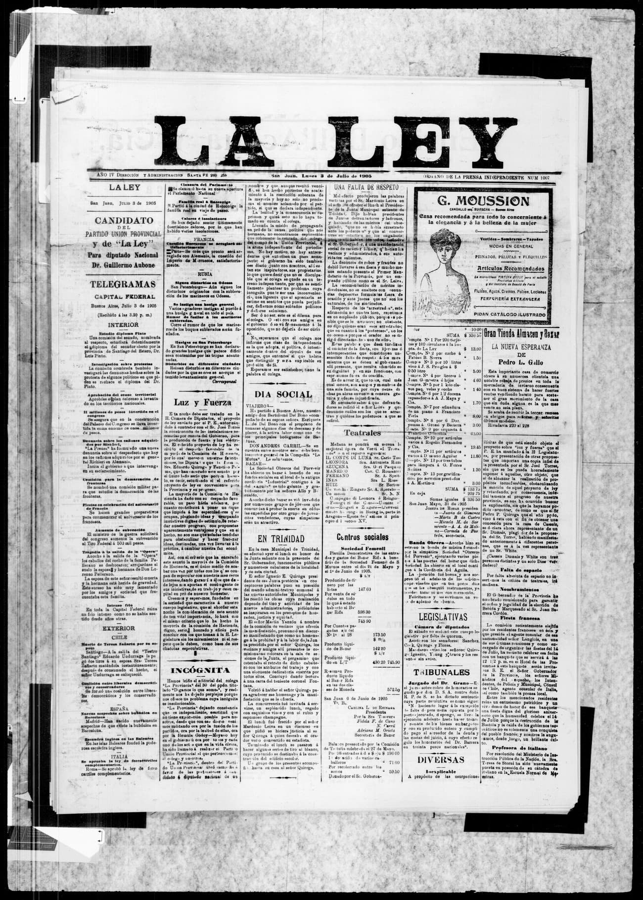 Portada · 3 de Julio de 1905