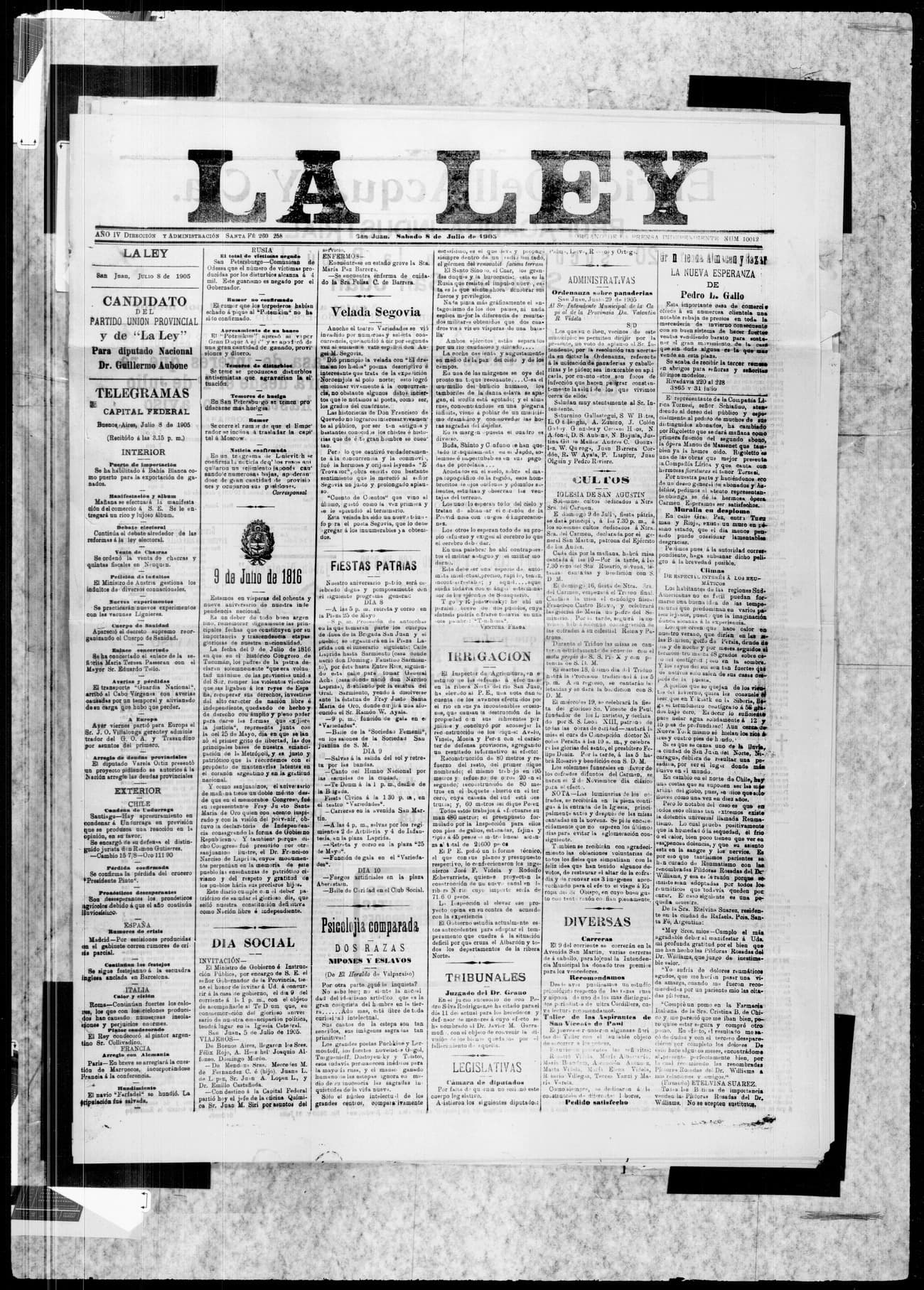 Portada · 8 de Julio de 1905