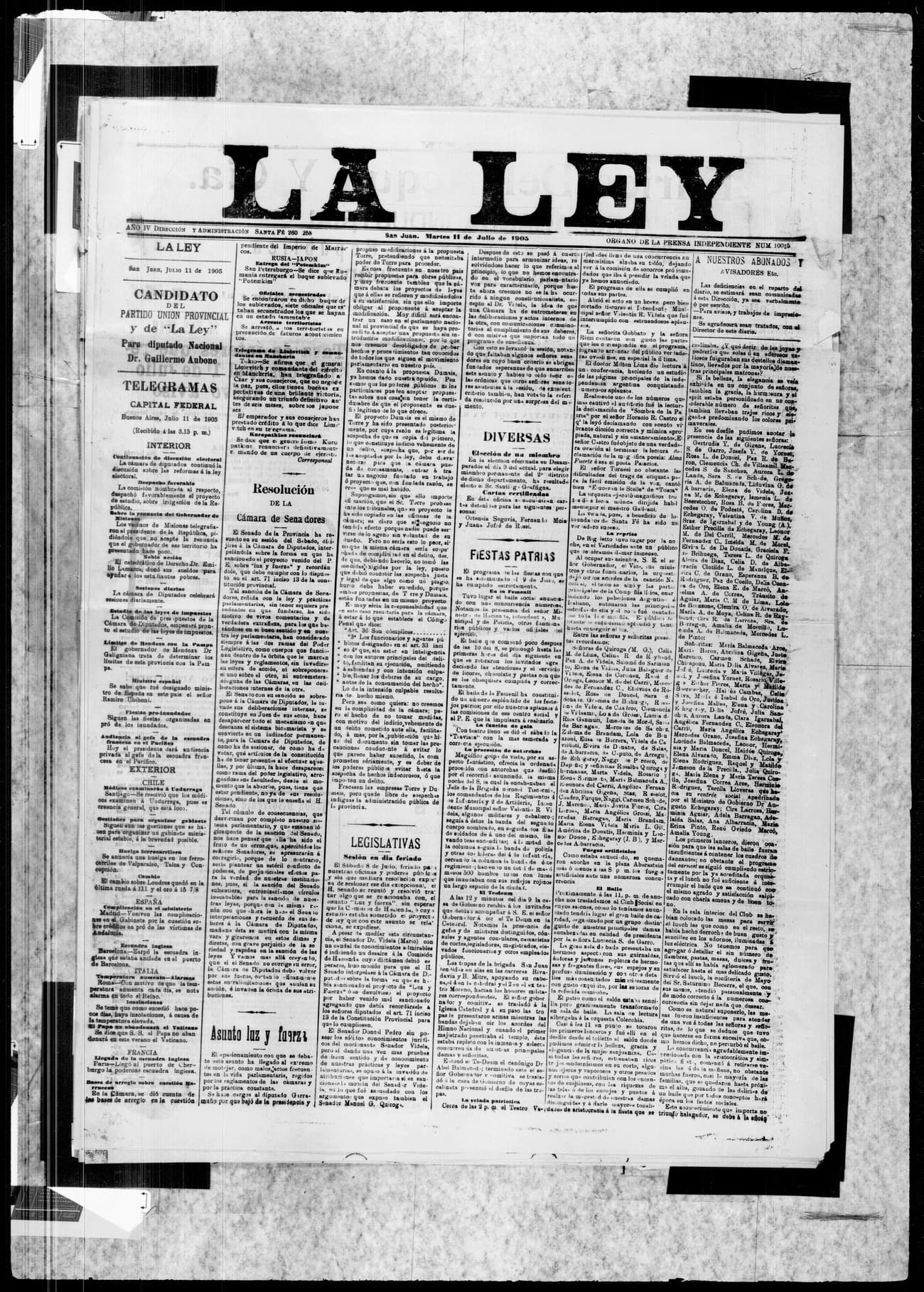 Portada · 11 de Julio de 1905
