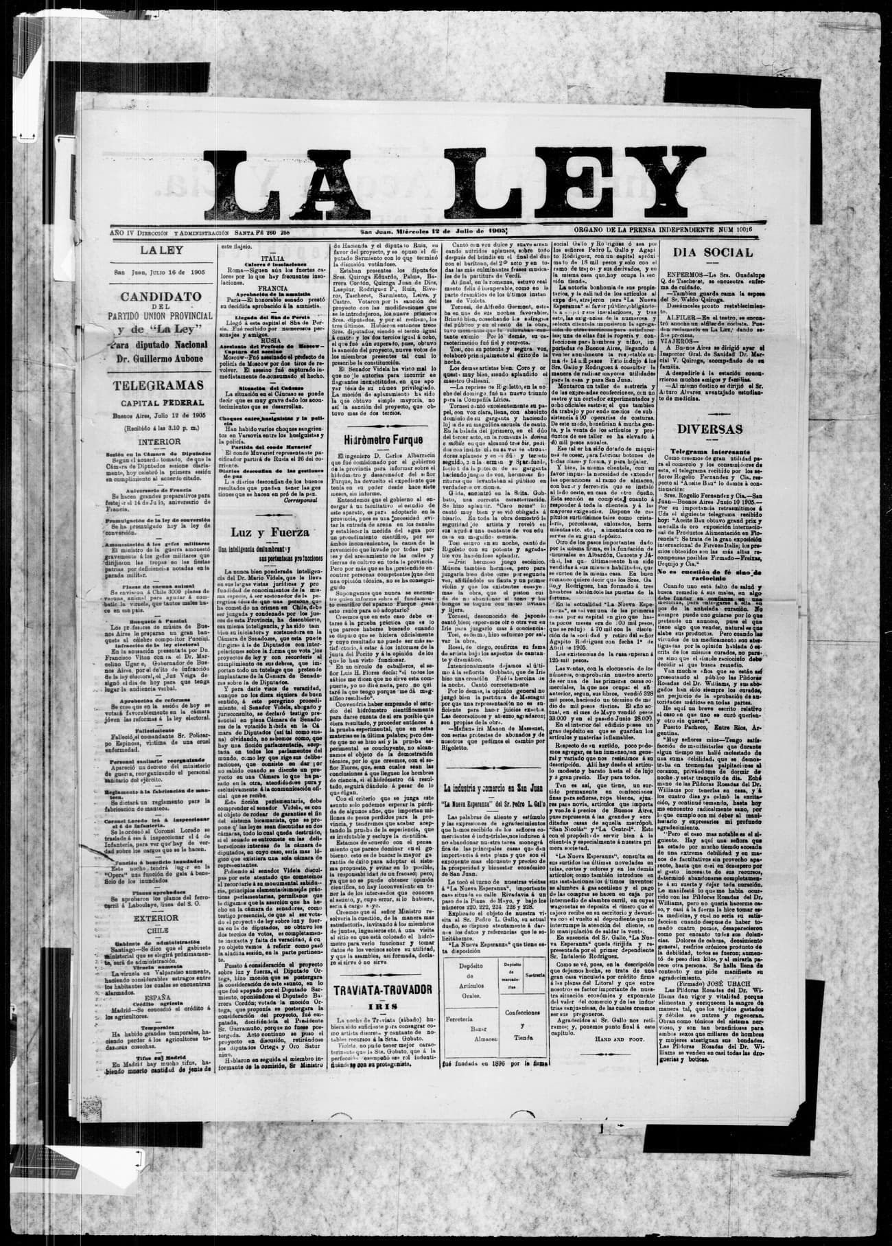 Portada · 12 de Julio de 1905