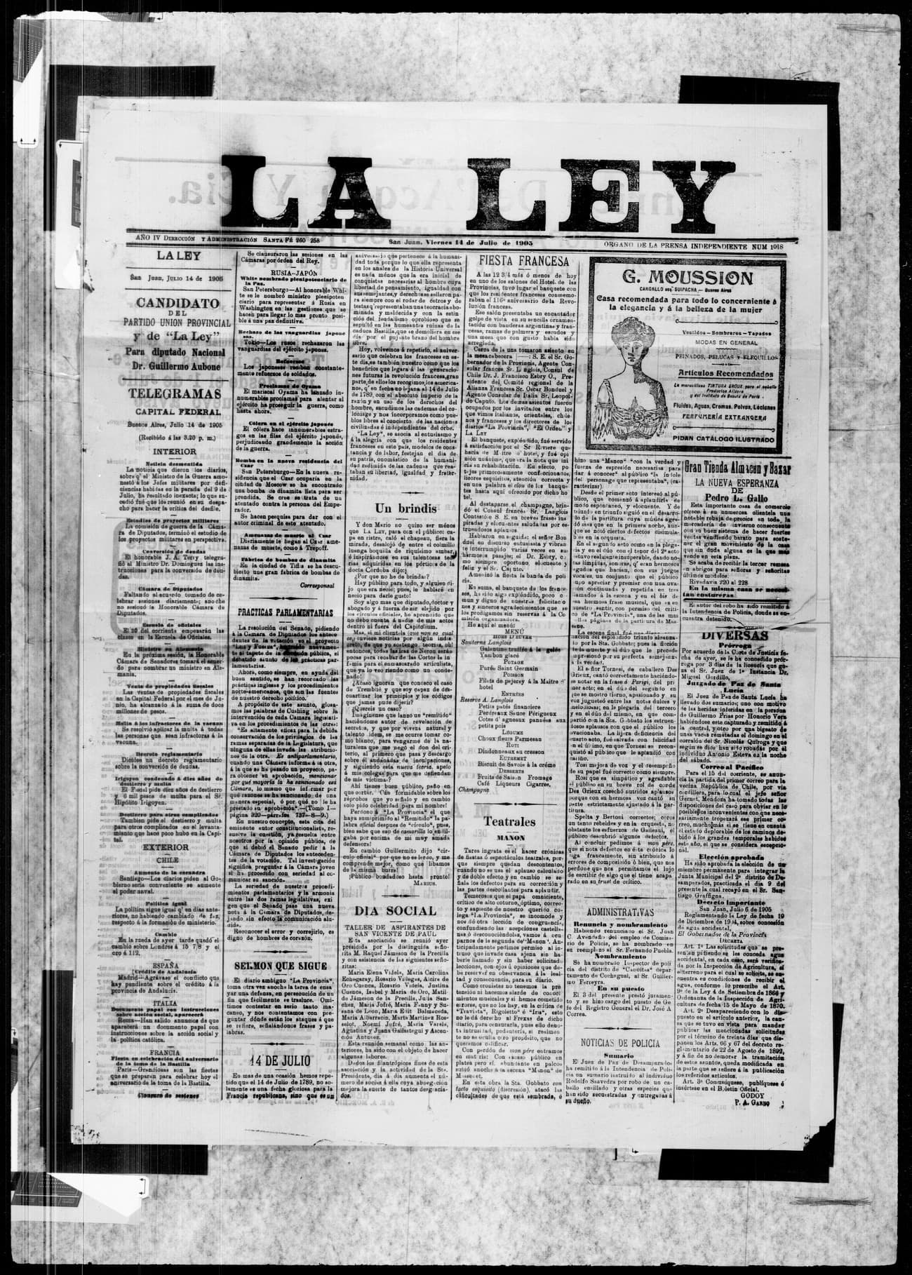 Portada · 14 de Julio de 1905