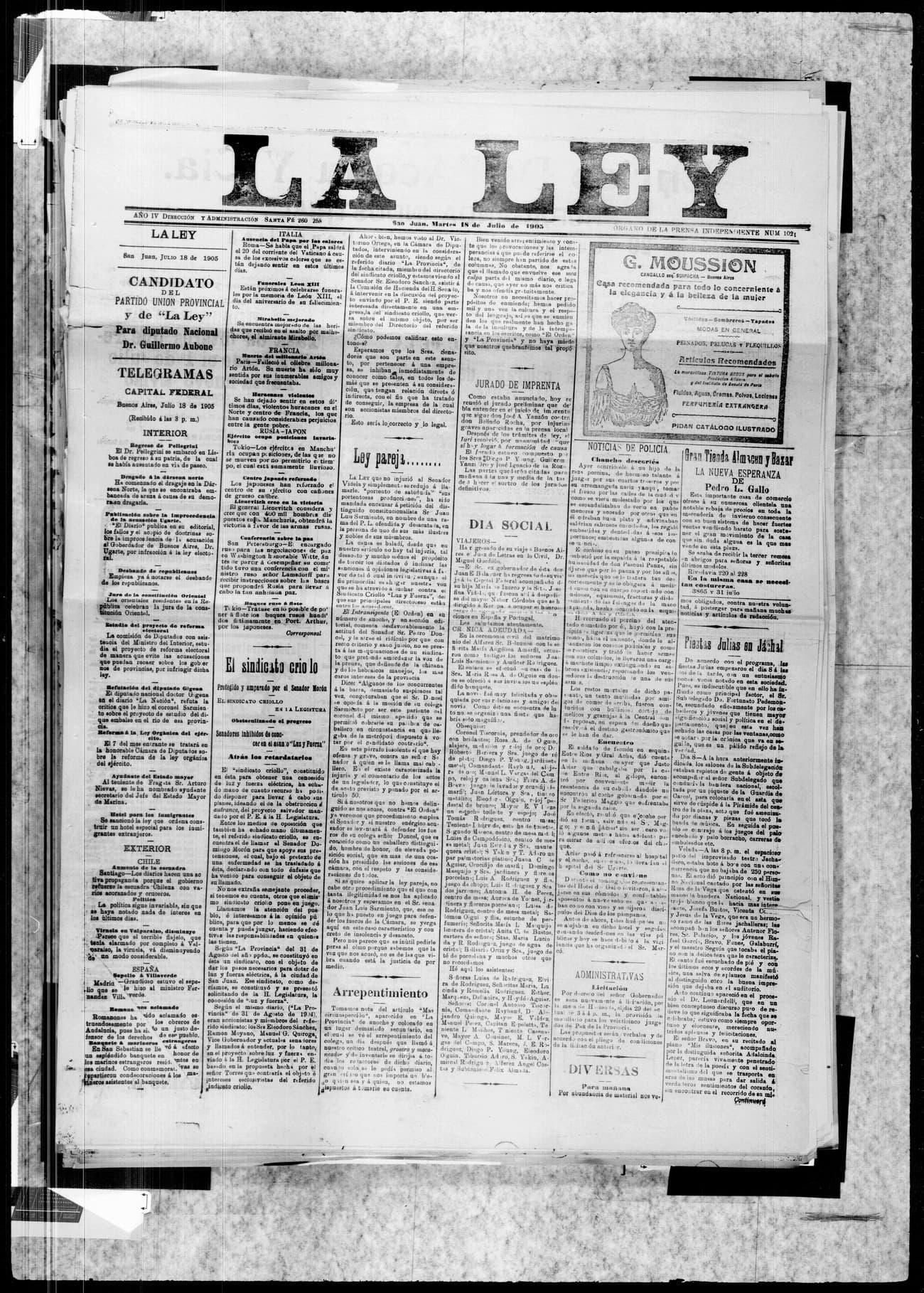 Portada · 18 de Julio de 1905