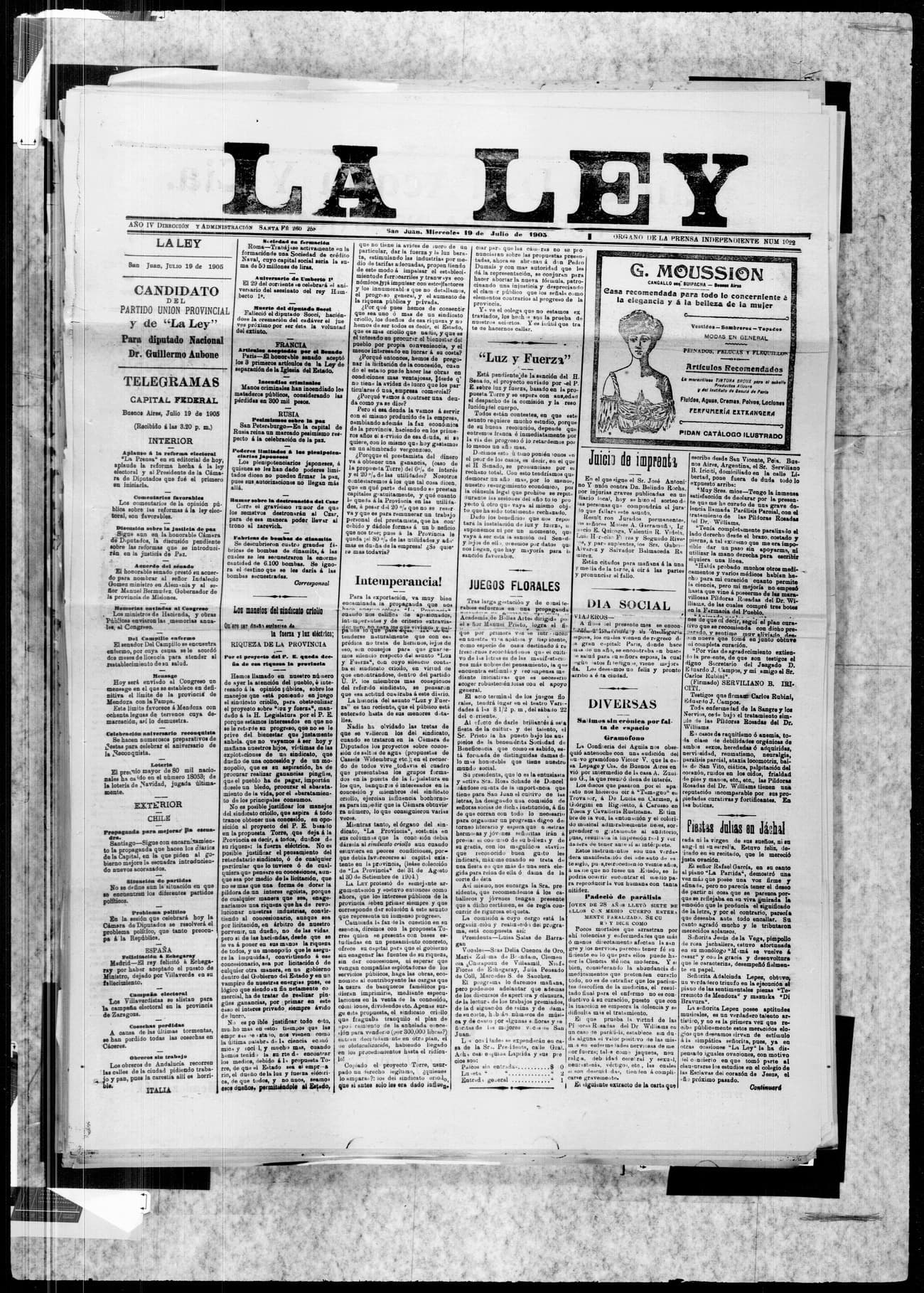 Portada · 19 de Julio de 1905