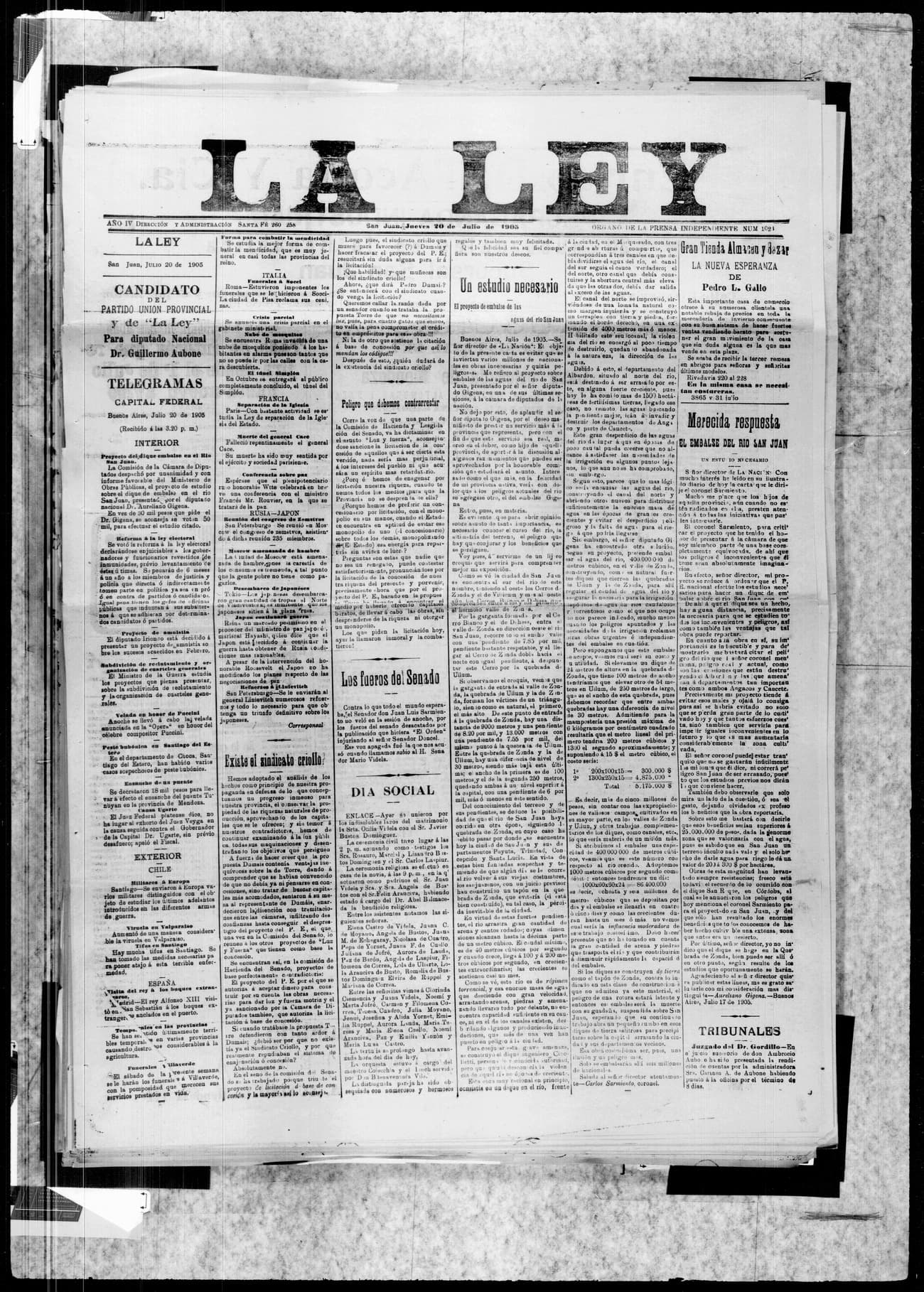 Portada · 20 de Julio de 1903