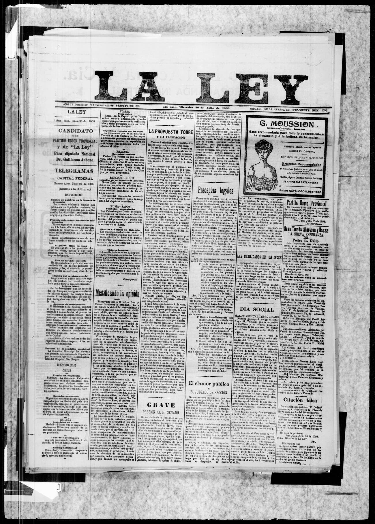 Portada · 26 de Julio de 1905