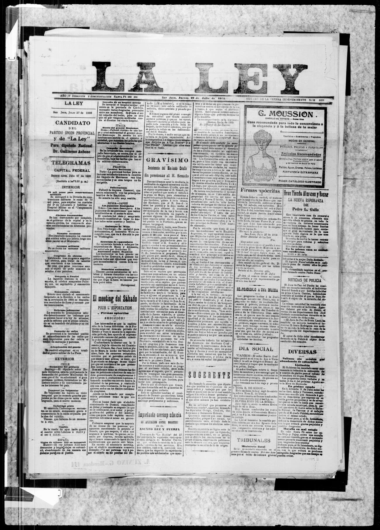 Portada · 27 de Julio de 1905