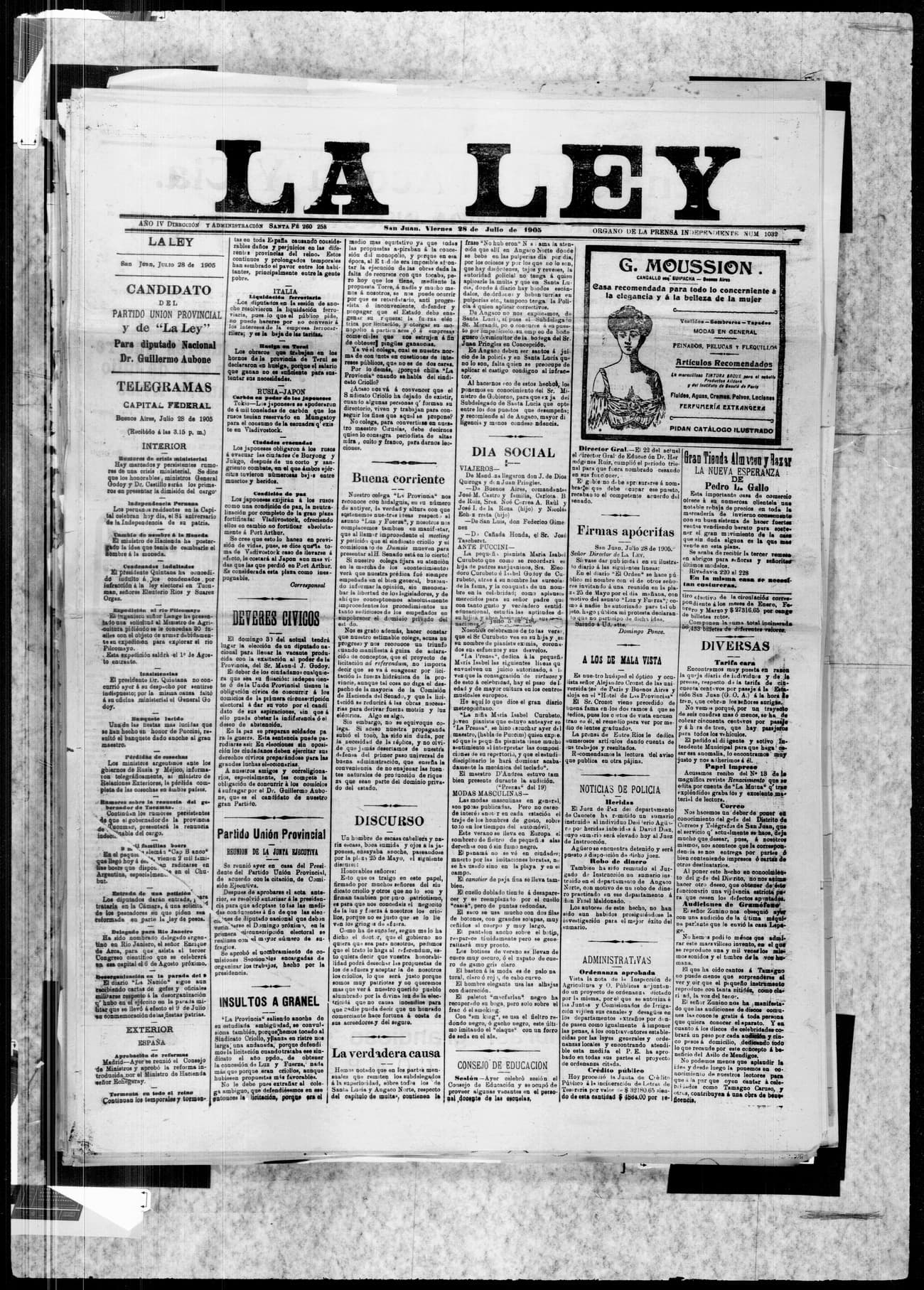 Portada · 28 de Julio de 1905