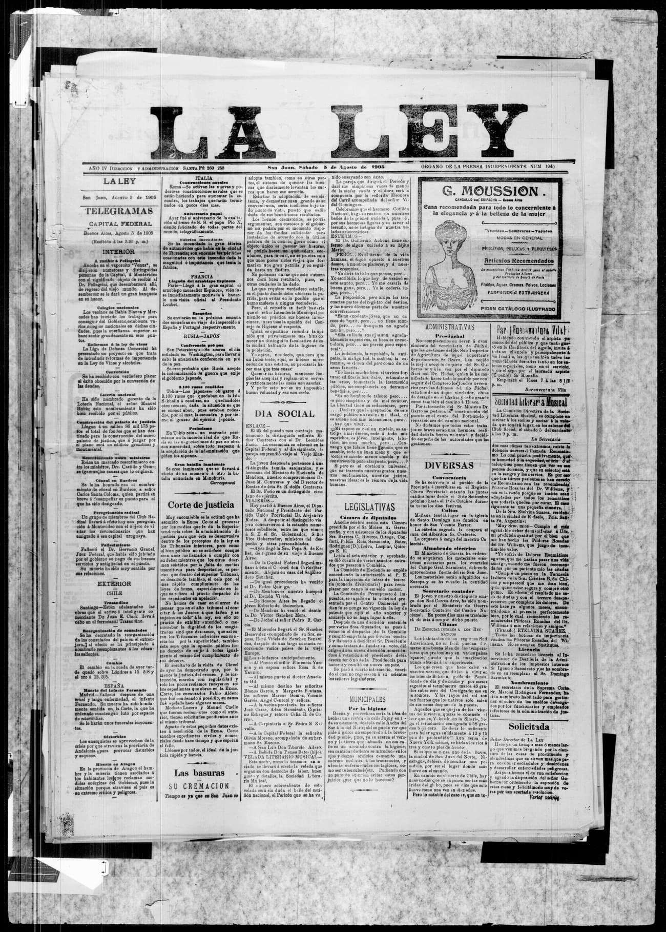 Portada · 5 de Agosto de 1905