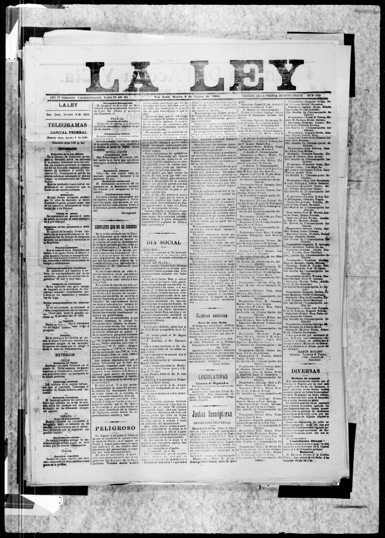 Portada · 8 de Agosto de 1905