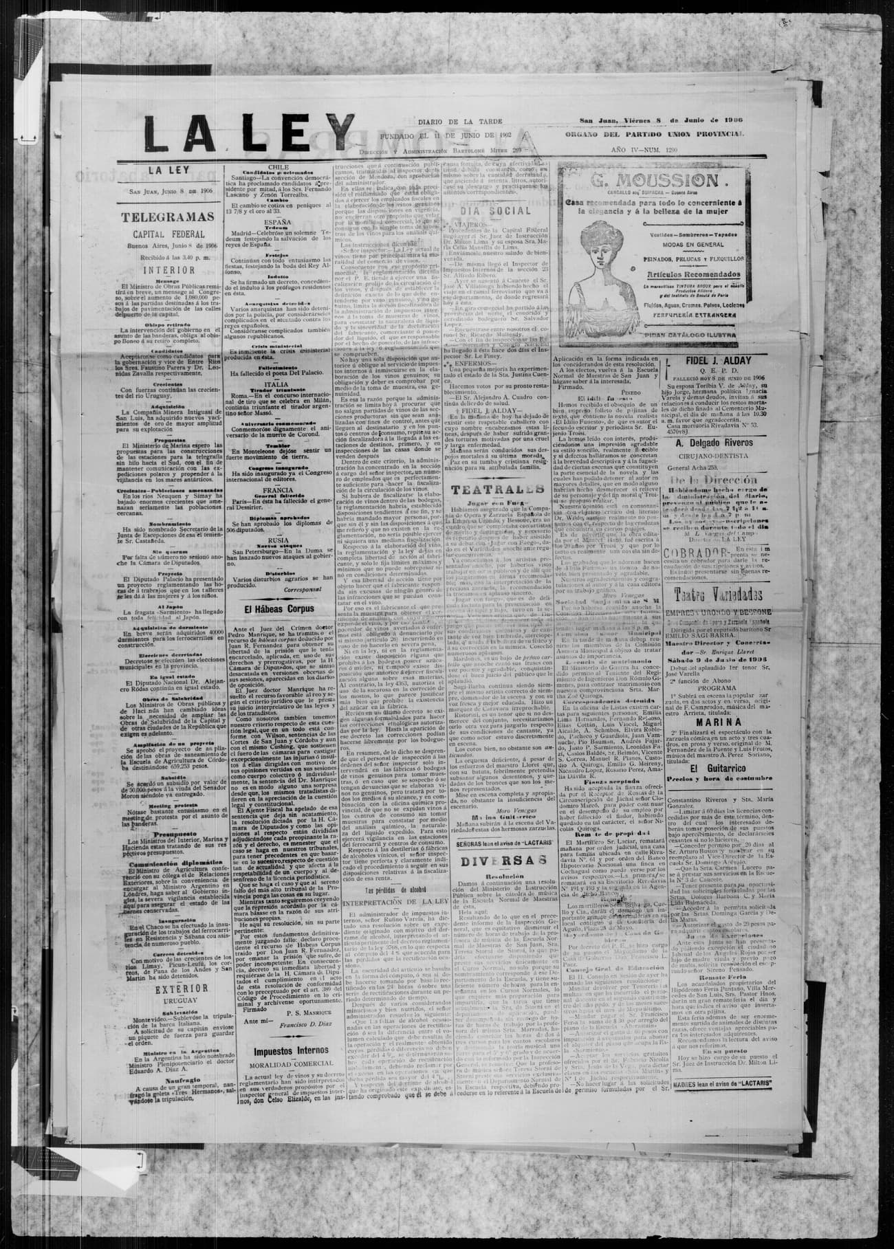 Portada · 8 de Junio de 1906