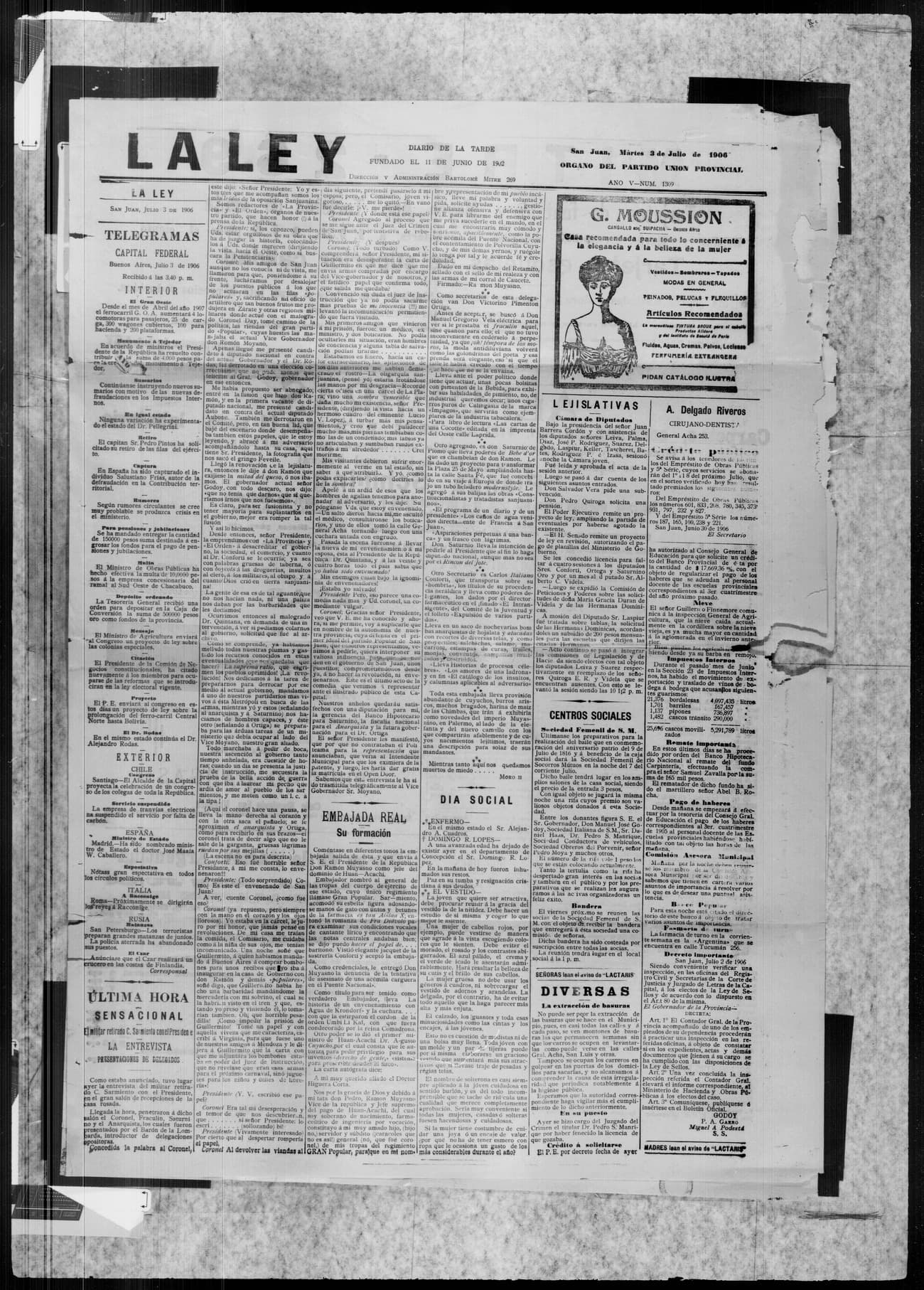 Portada · 3 de Julio de 1906