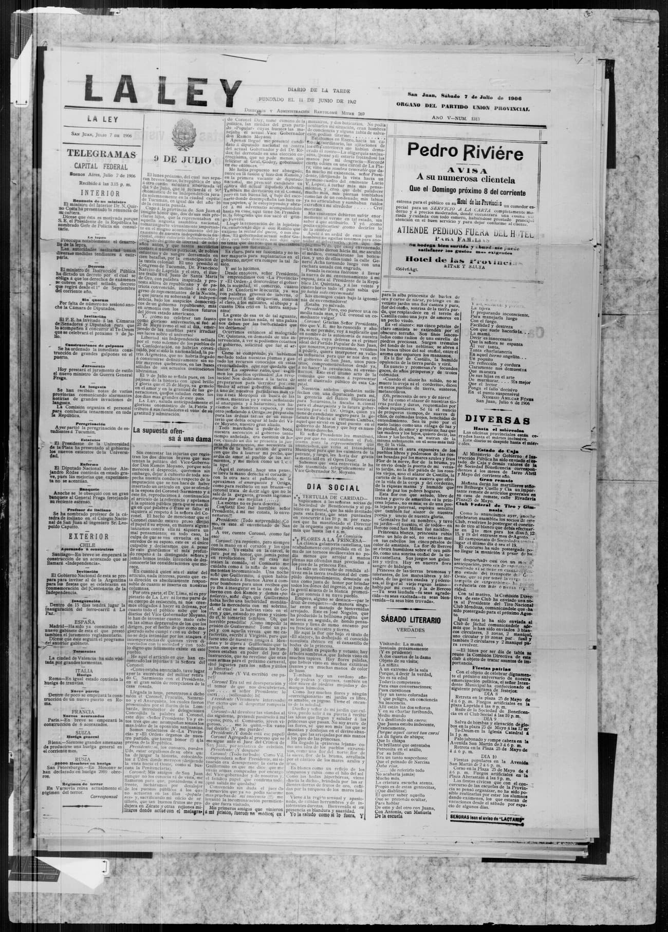 Portada · 7 de Julio de 1906